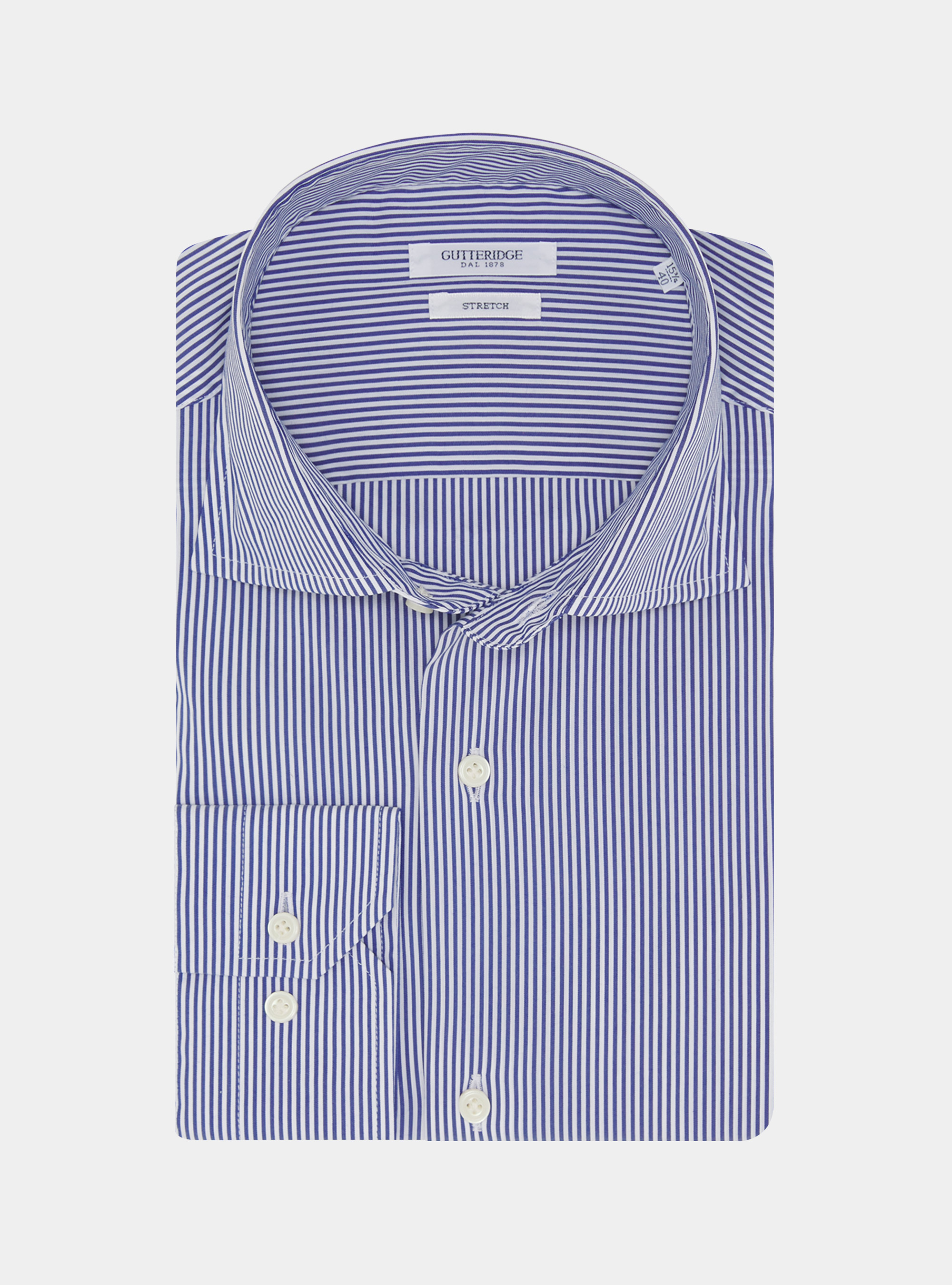 Chemise &agrave; rayures en popeline stretch, BLEU