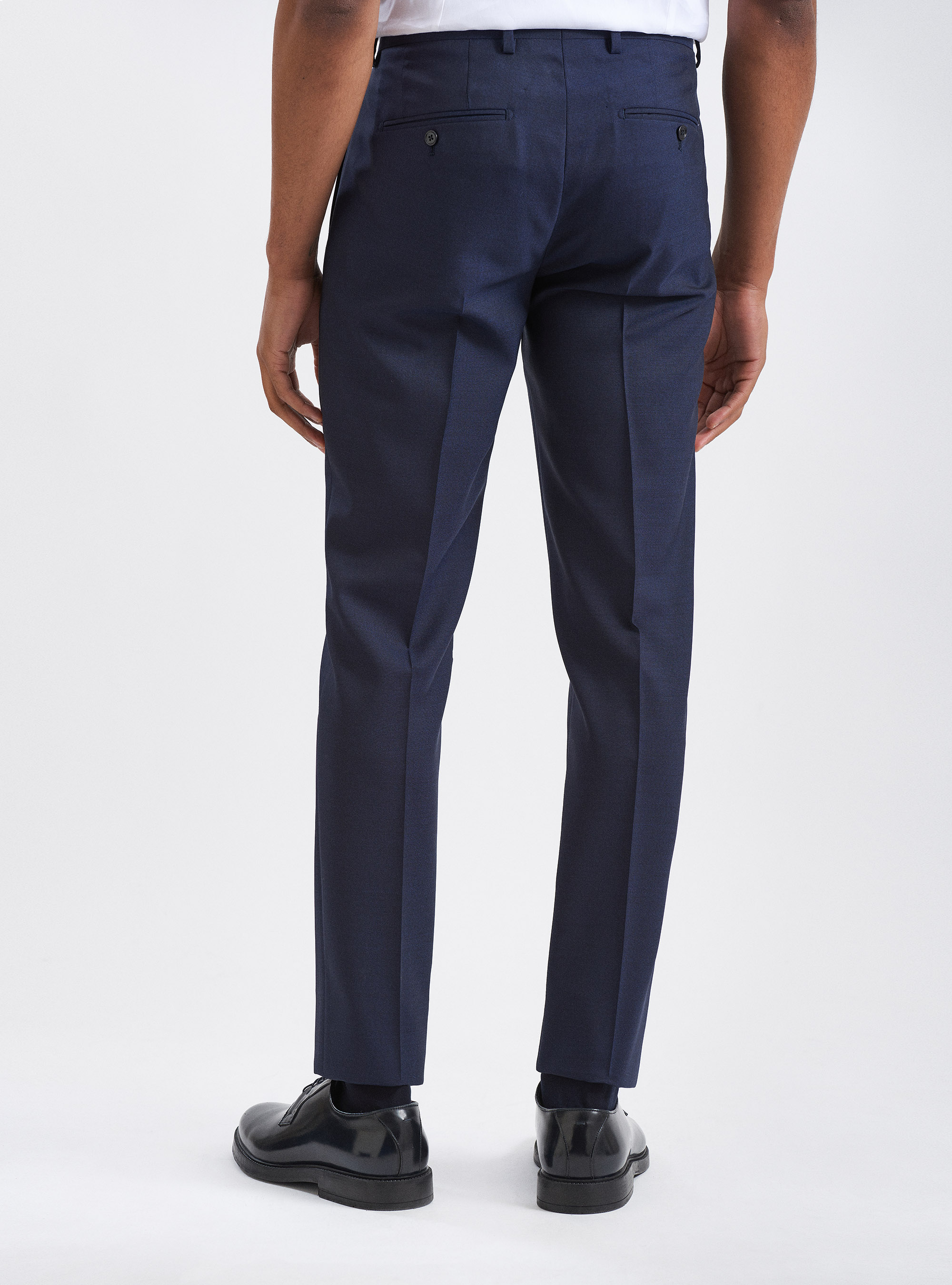 Pantaloni per abito in pura lana tessuti Vitale Barberis Canonico, NAVY 0218C