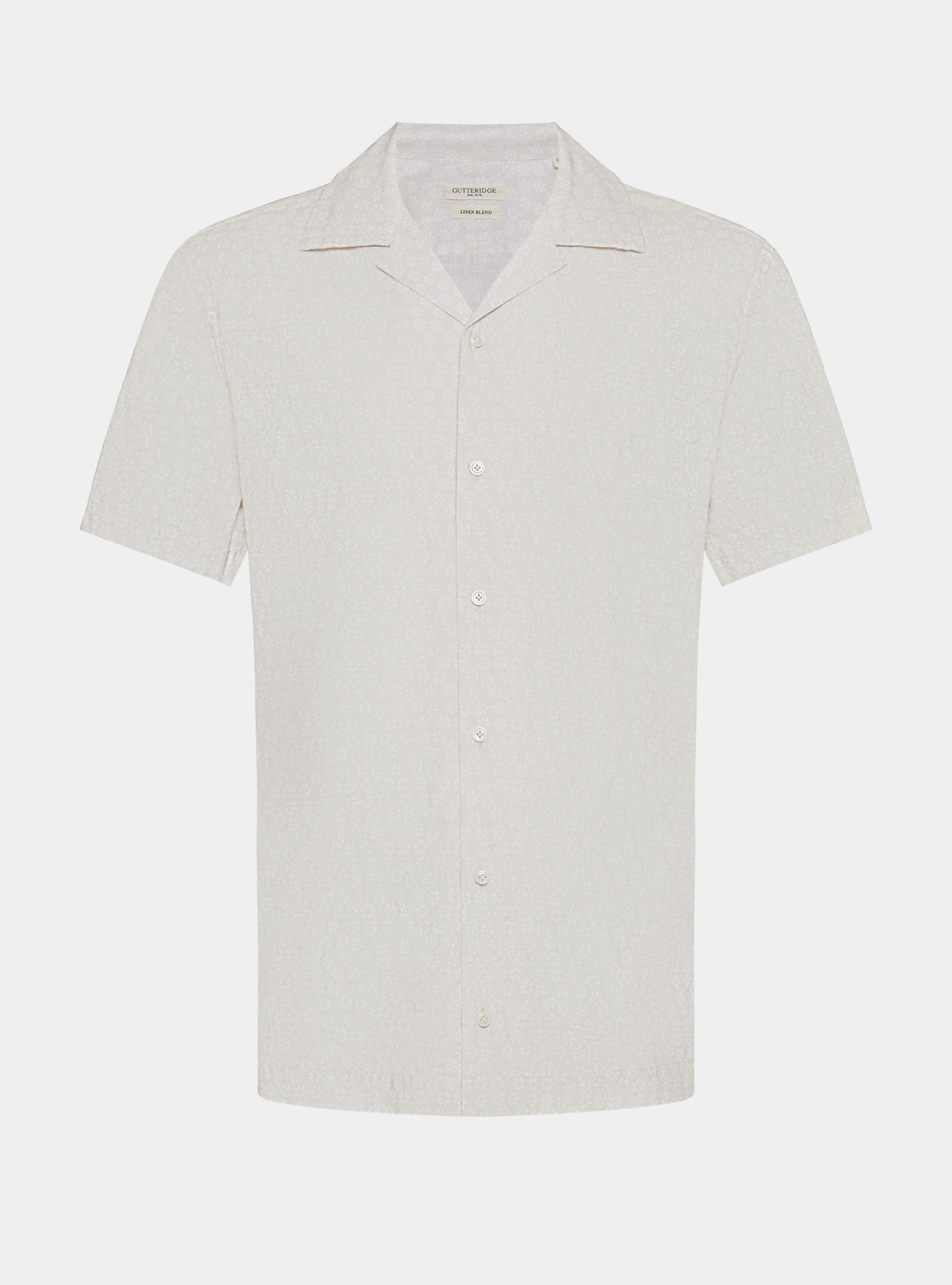 Bowling shirt in linen and printed cotton, ECRU