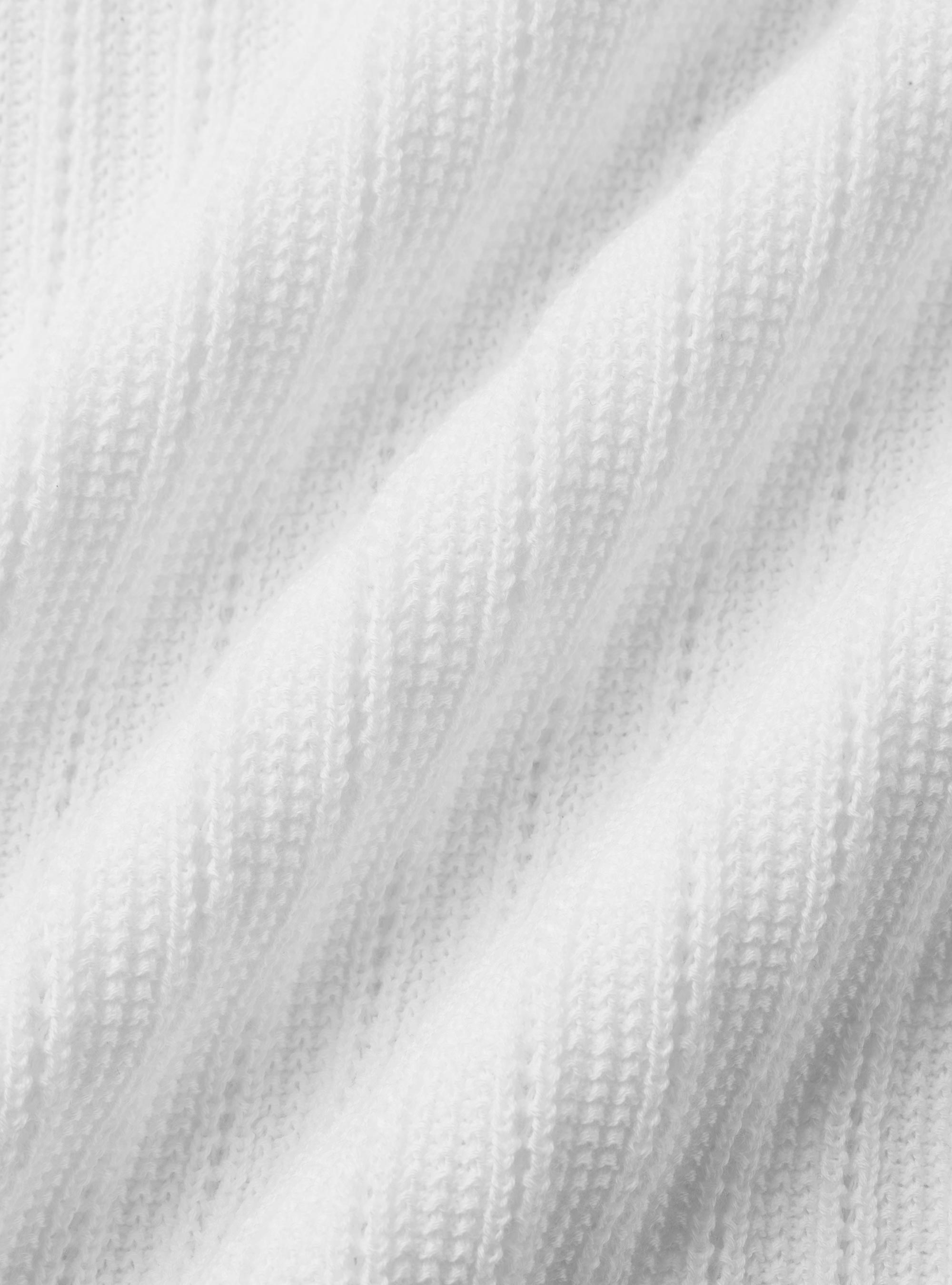 Poloshirt aus perforiertem Strick ohne Kn&ouml;pfe aus extrafeiner Baumwolle, BIANCO 0099C
