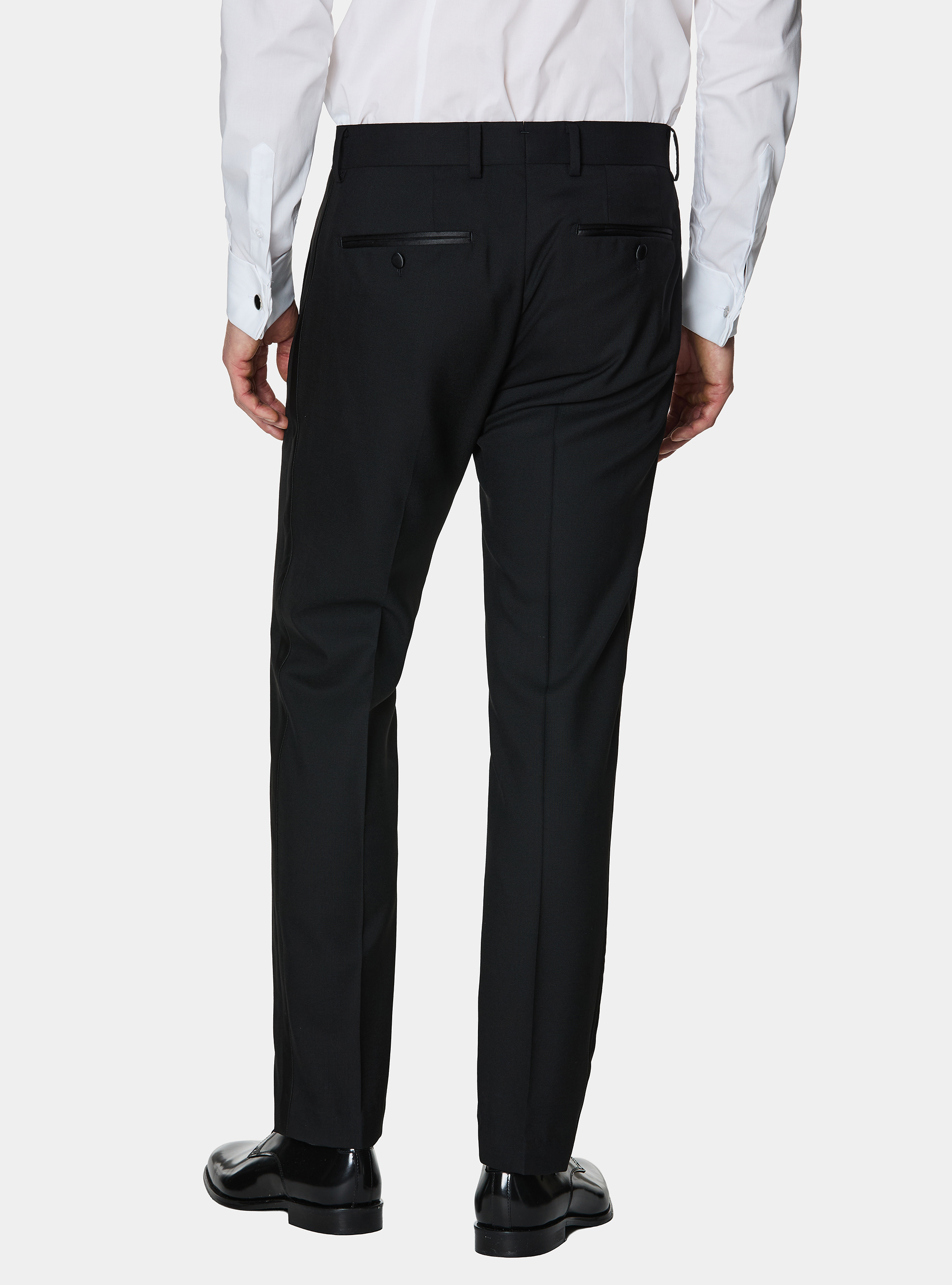 Pantaloni abito smoking in lana Vitale Barberis Canonico, NERO