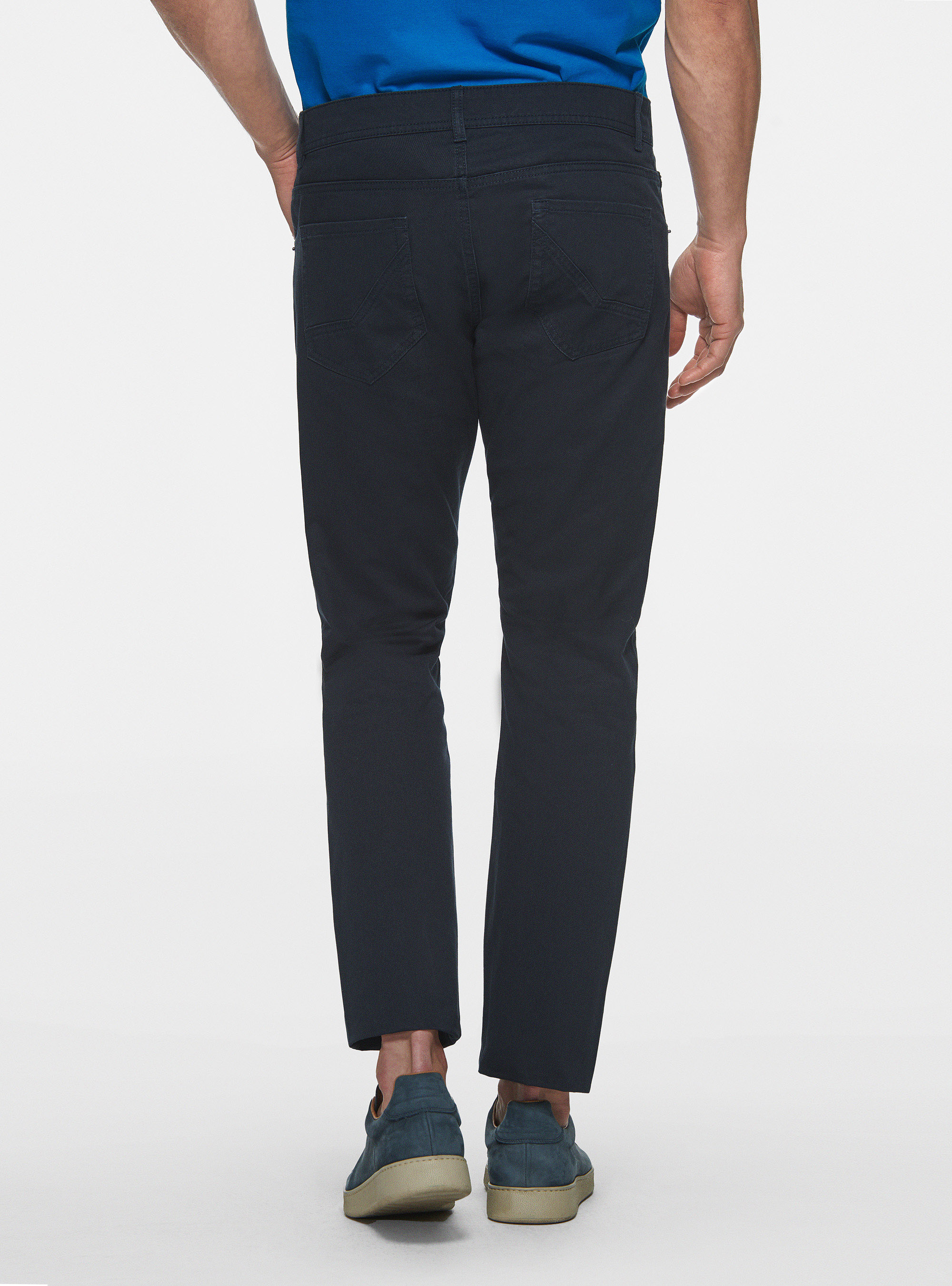 5-pocket trousers in cotton twill, NAVY BLUE