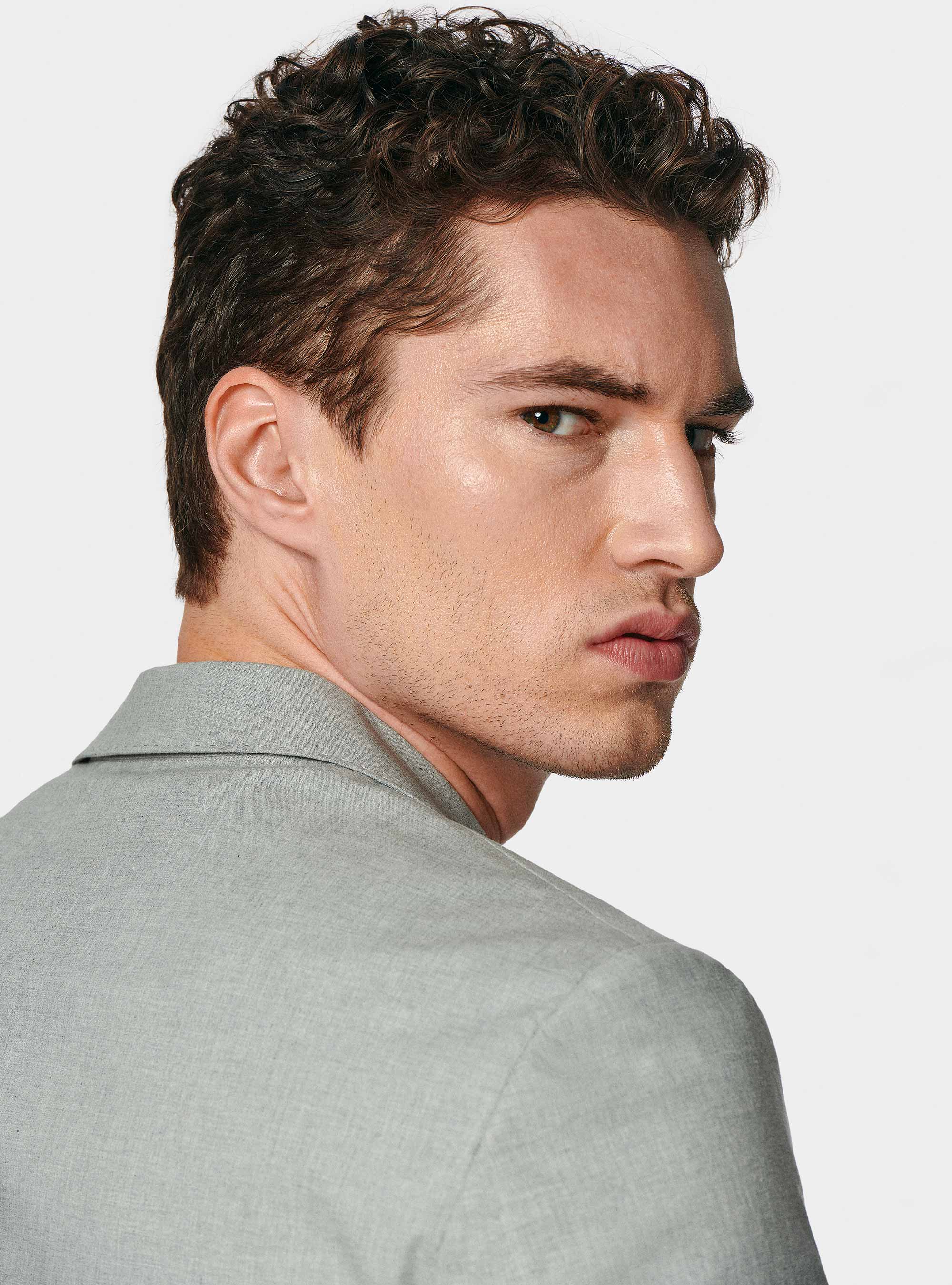 Grey stretch cotton suit blazer, GRIGIO MELANGE 0151C