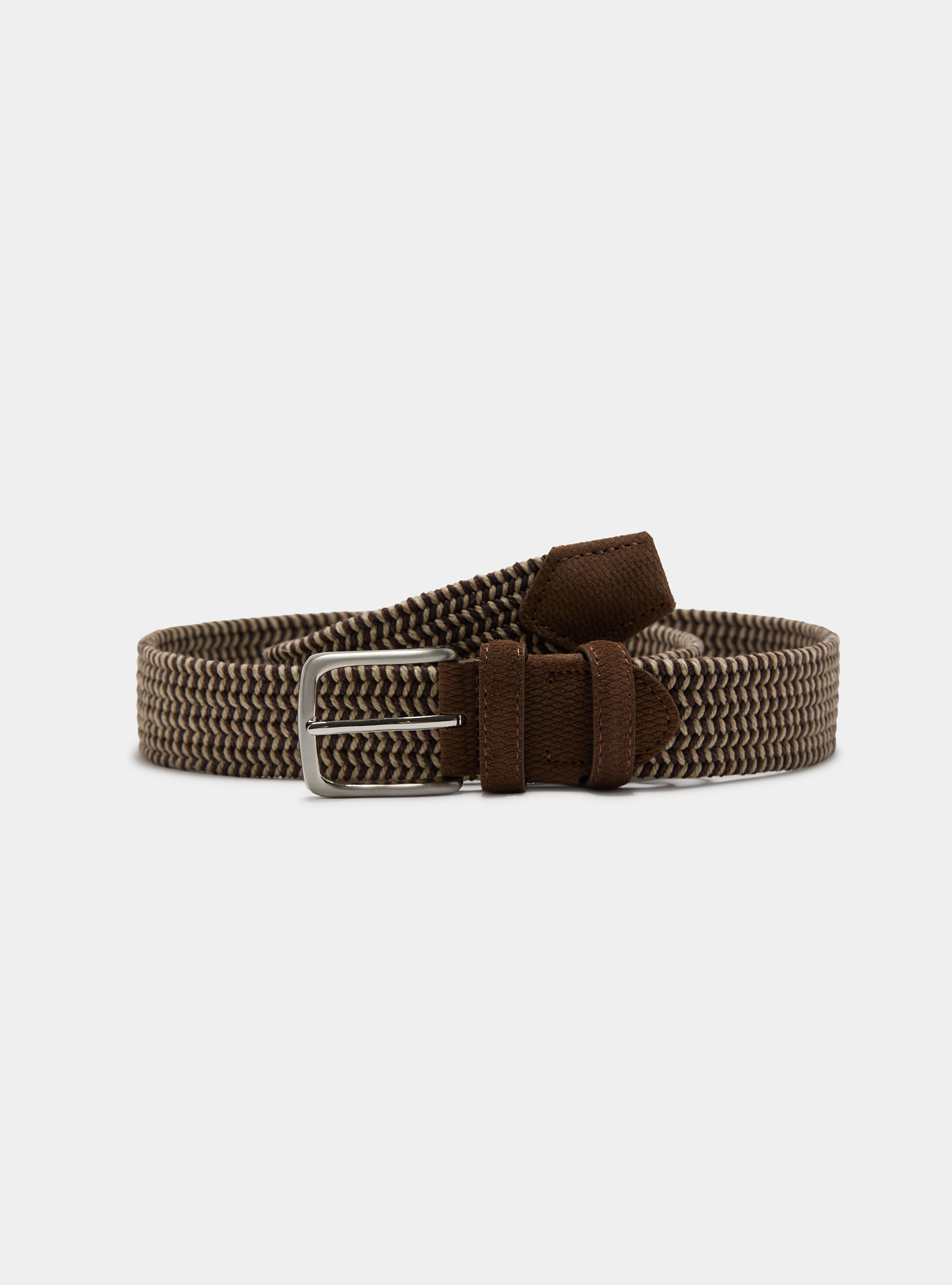 Two-color braided belt, BROWN