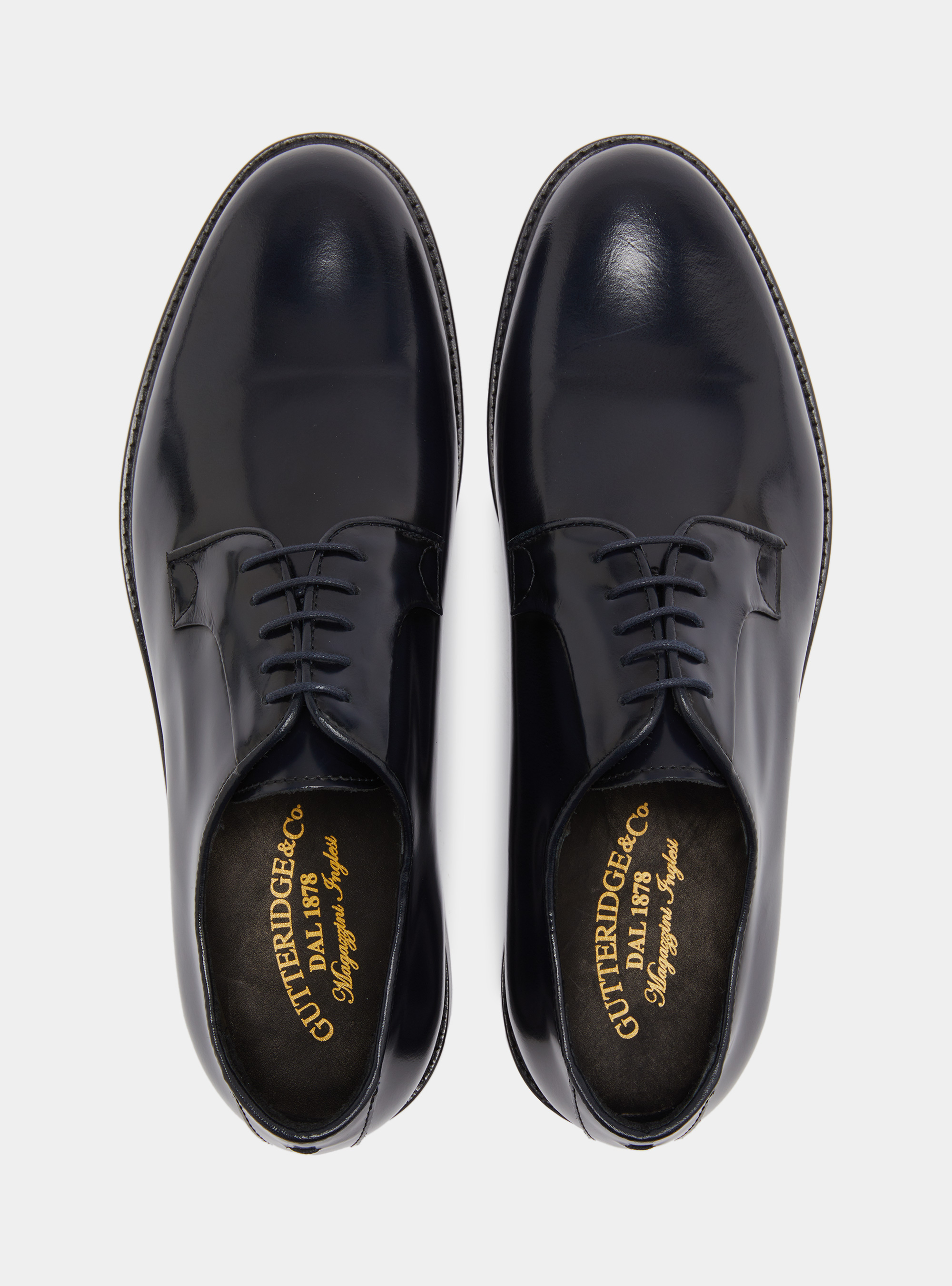 Abrasivated leather derby, NAVY BLUE