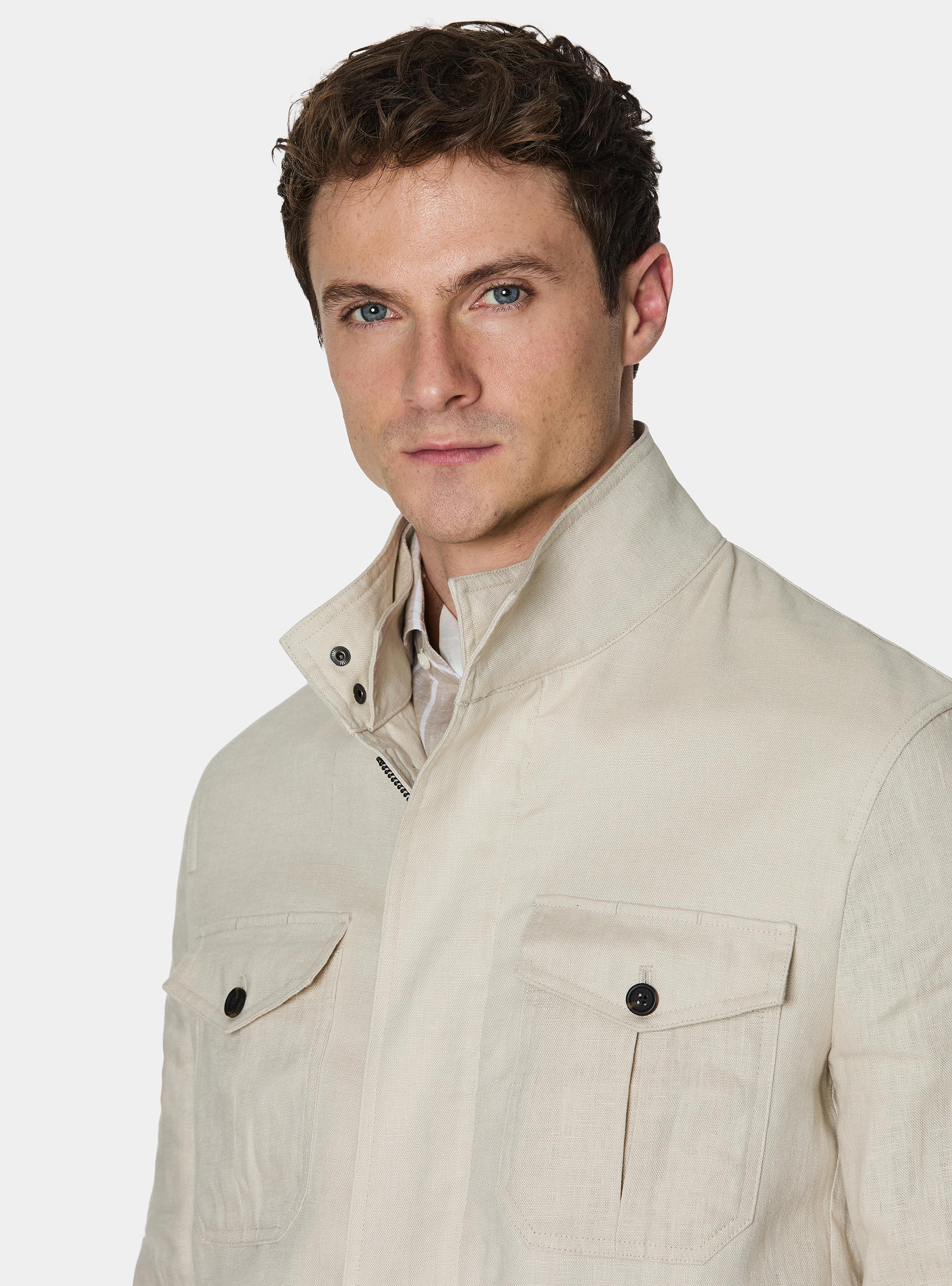 Field jacket en lin pur, &Atilde; CRU