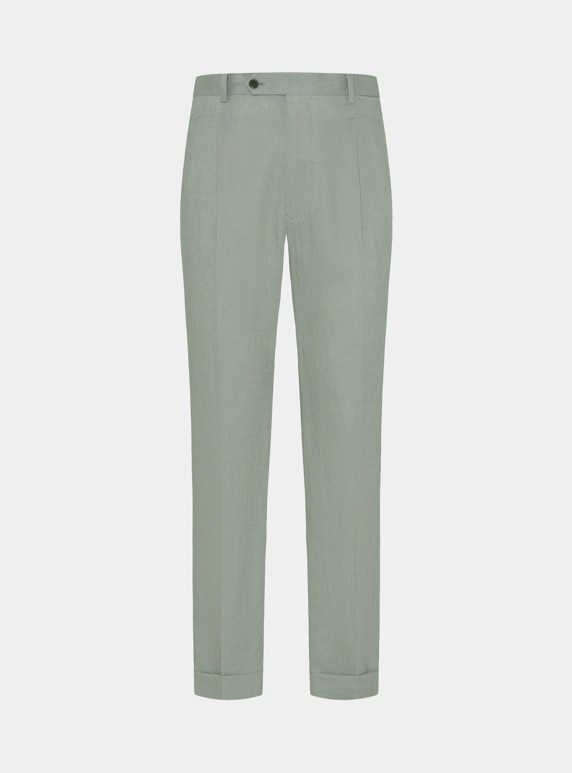 Pantal&oacute;n de lino puro con doble pinza, SALVIA 0602C