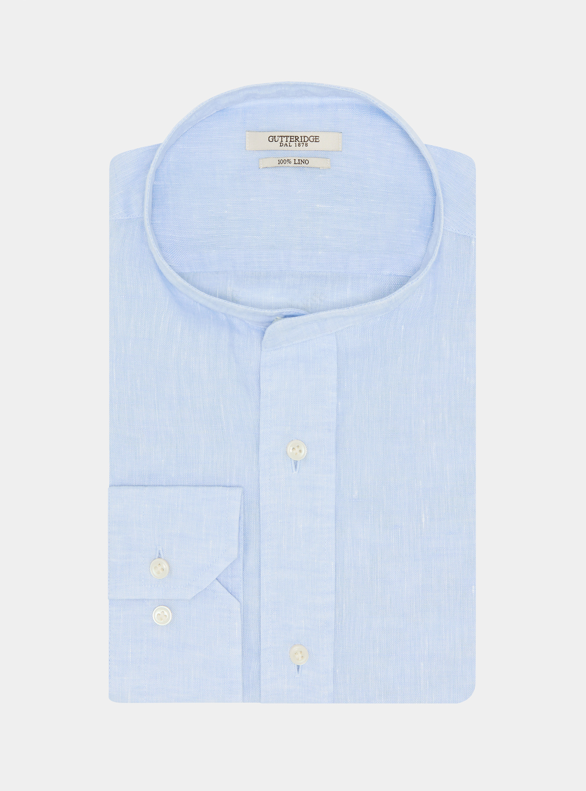 Korean shirt in pure linen, LIGHT BLUE