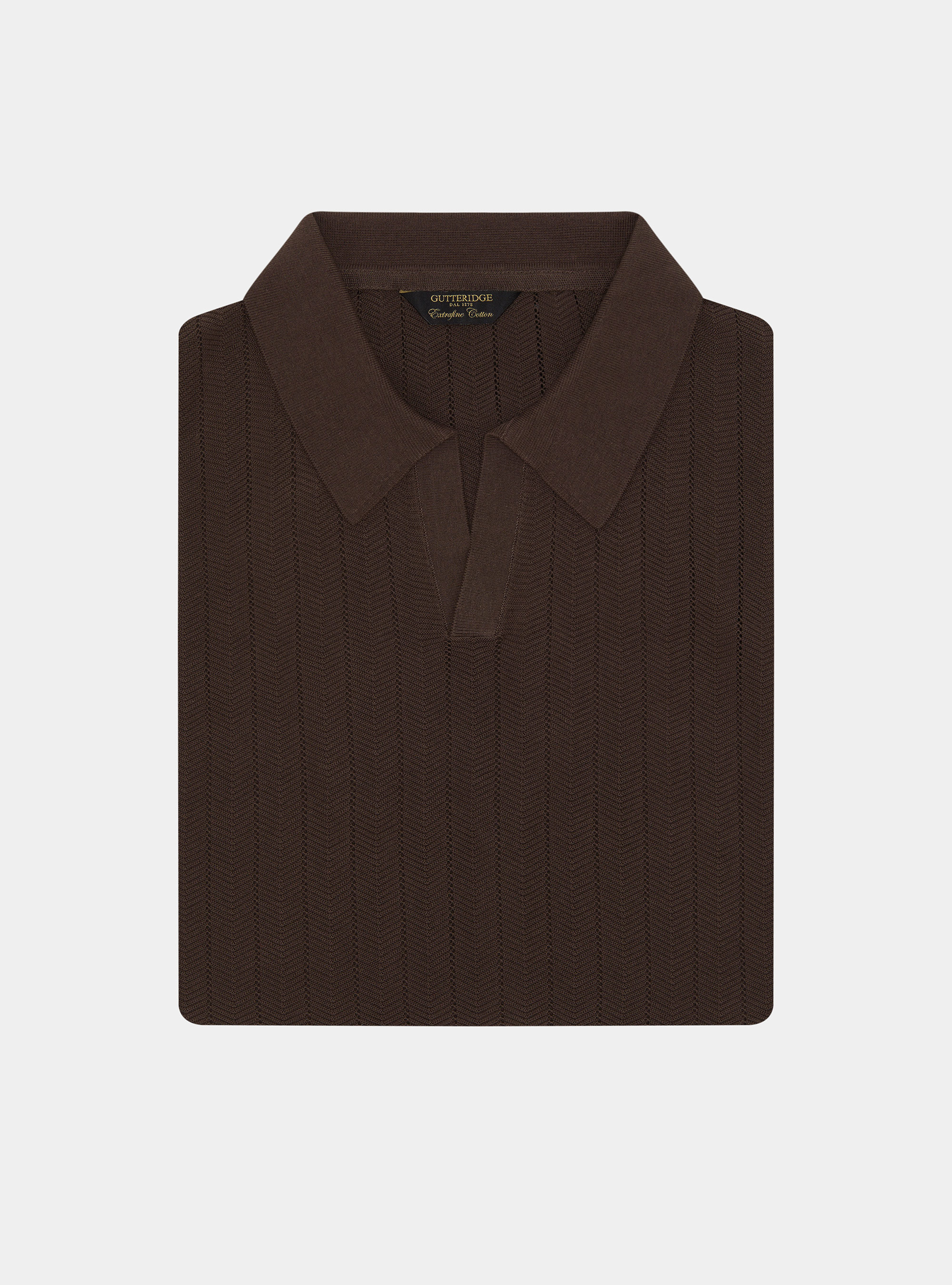 Polo traforata in cotone spigato, MARRONE