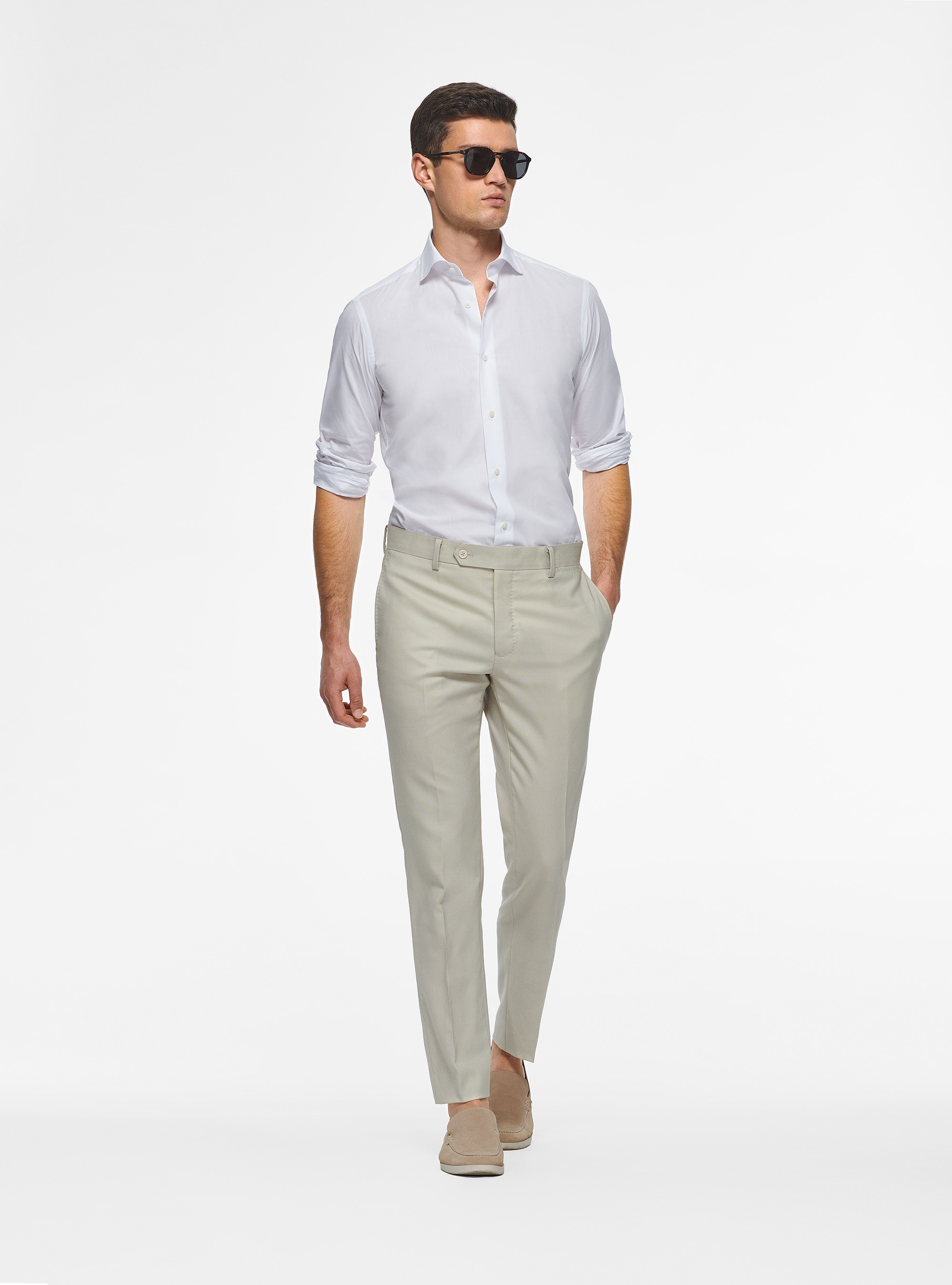 Pure wool trousers Vitale Barberis Canonico, OFF-WHITE