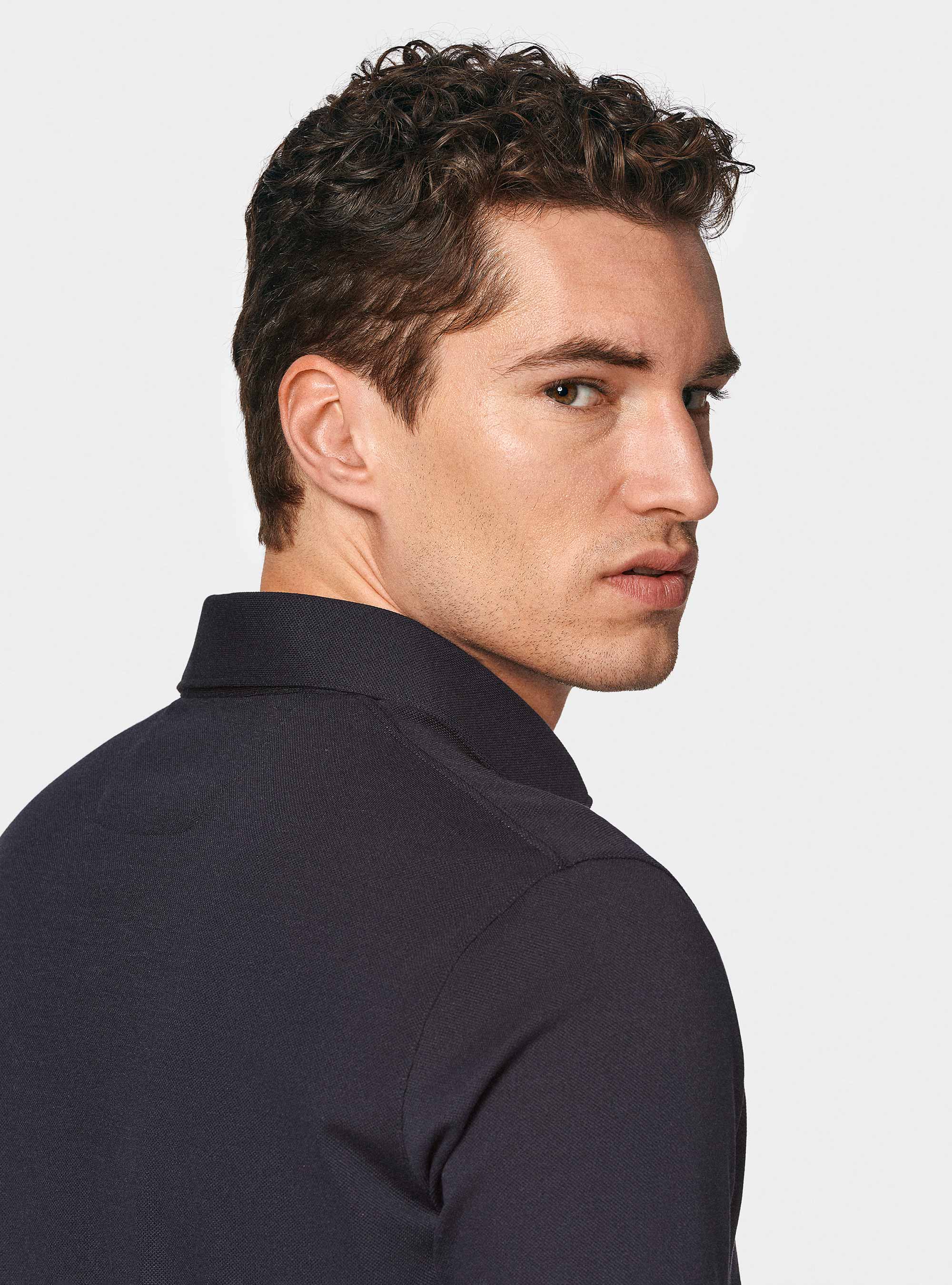 Polo GT01 in piquet stretch, BLU NAVY