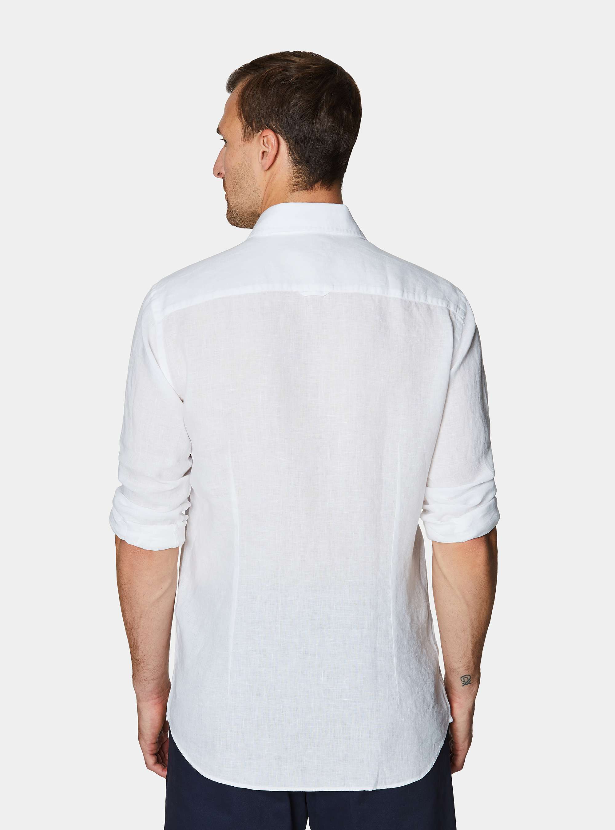 Camisa de lino puro, BLANCO