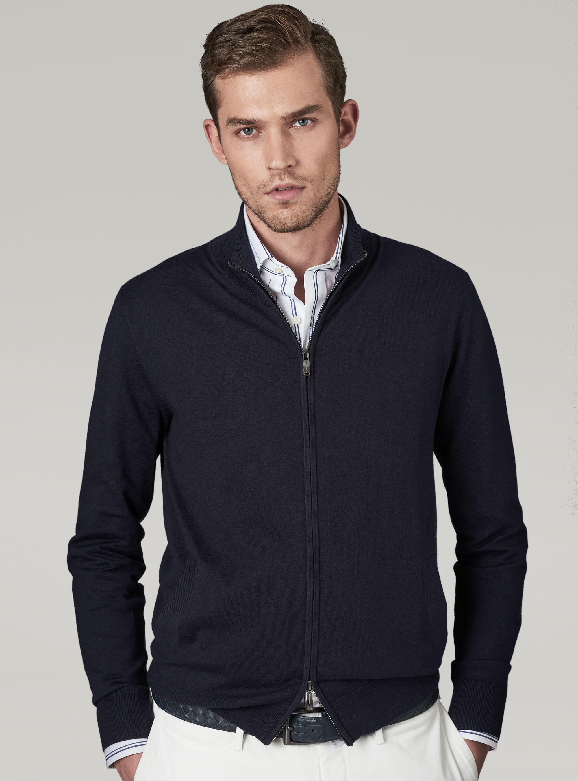 Cardigan de algod&oacute;n seda y cashmere, AZUL MARINO