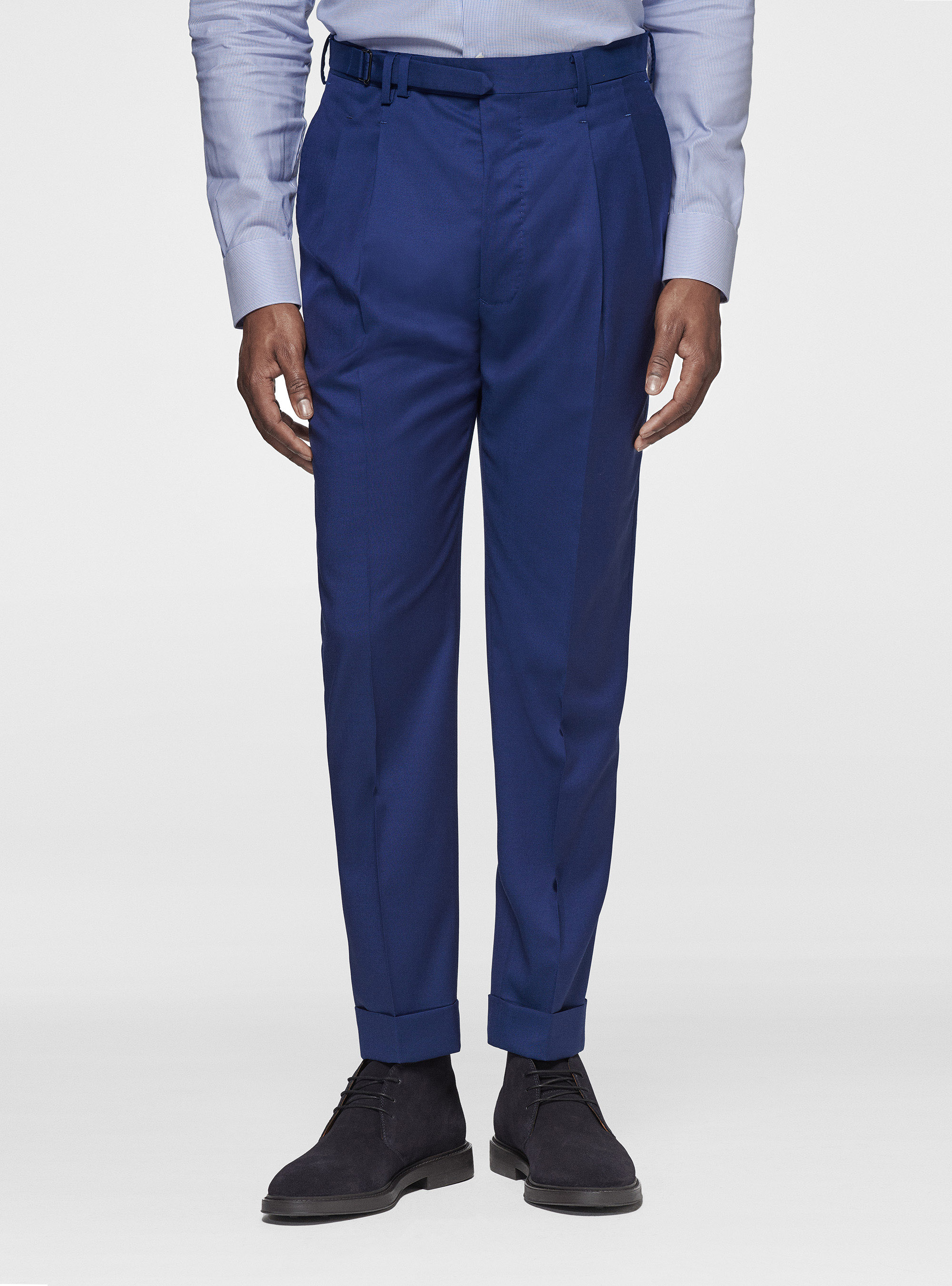 Reda pure wool double pleat trousers, BASALT