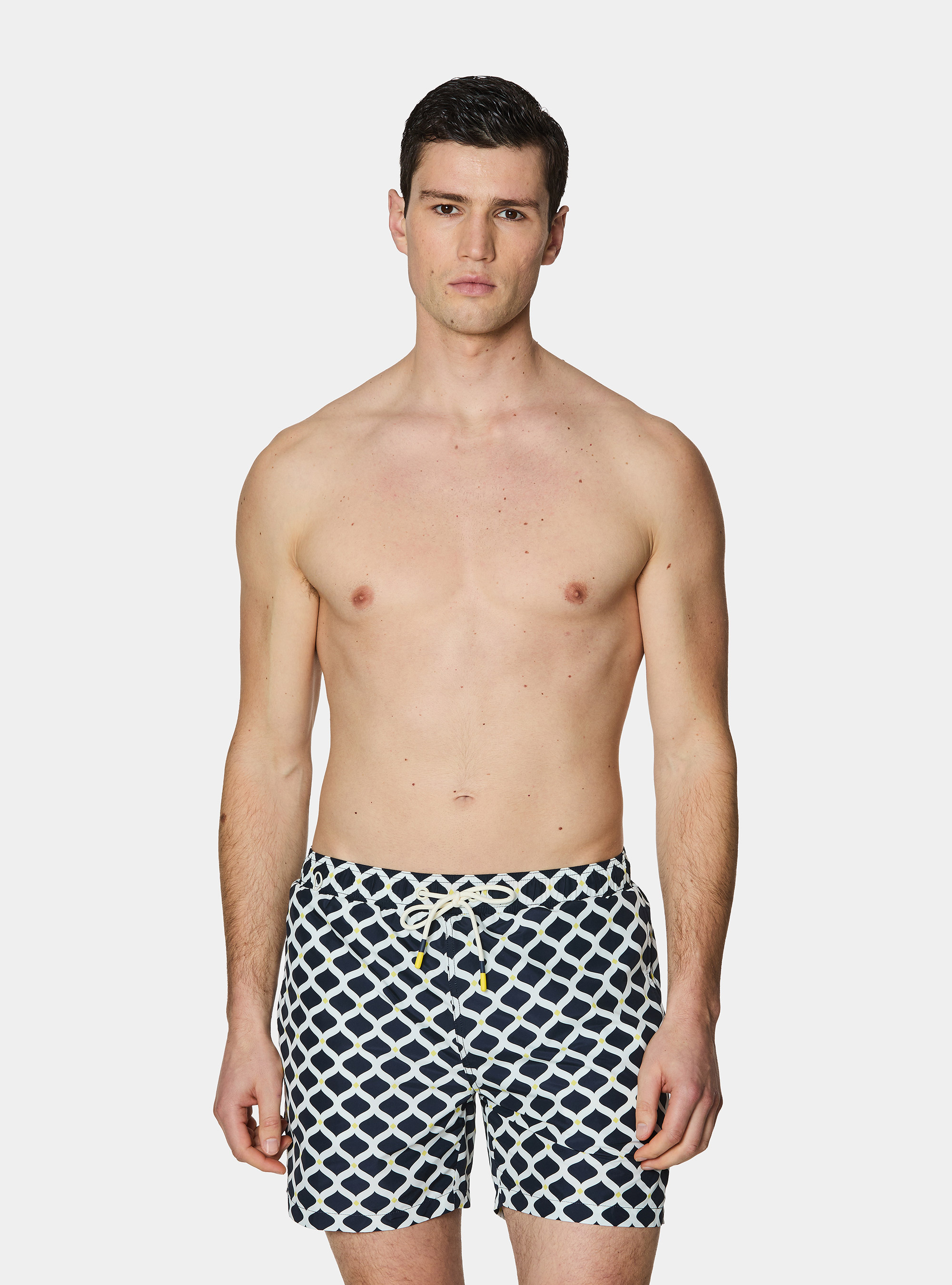 Maillot de bain &agrave; imprim&eacute; g&eacute;om&eacute;trique, BLEU MARINE
