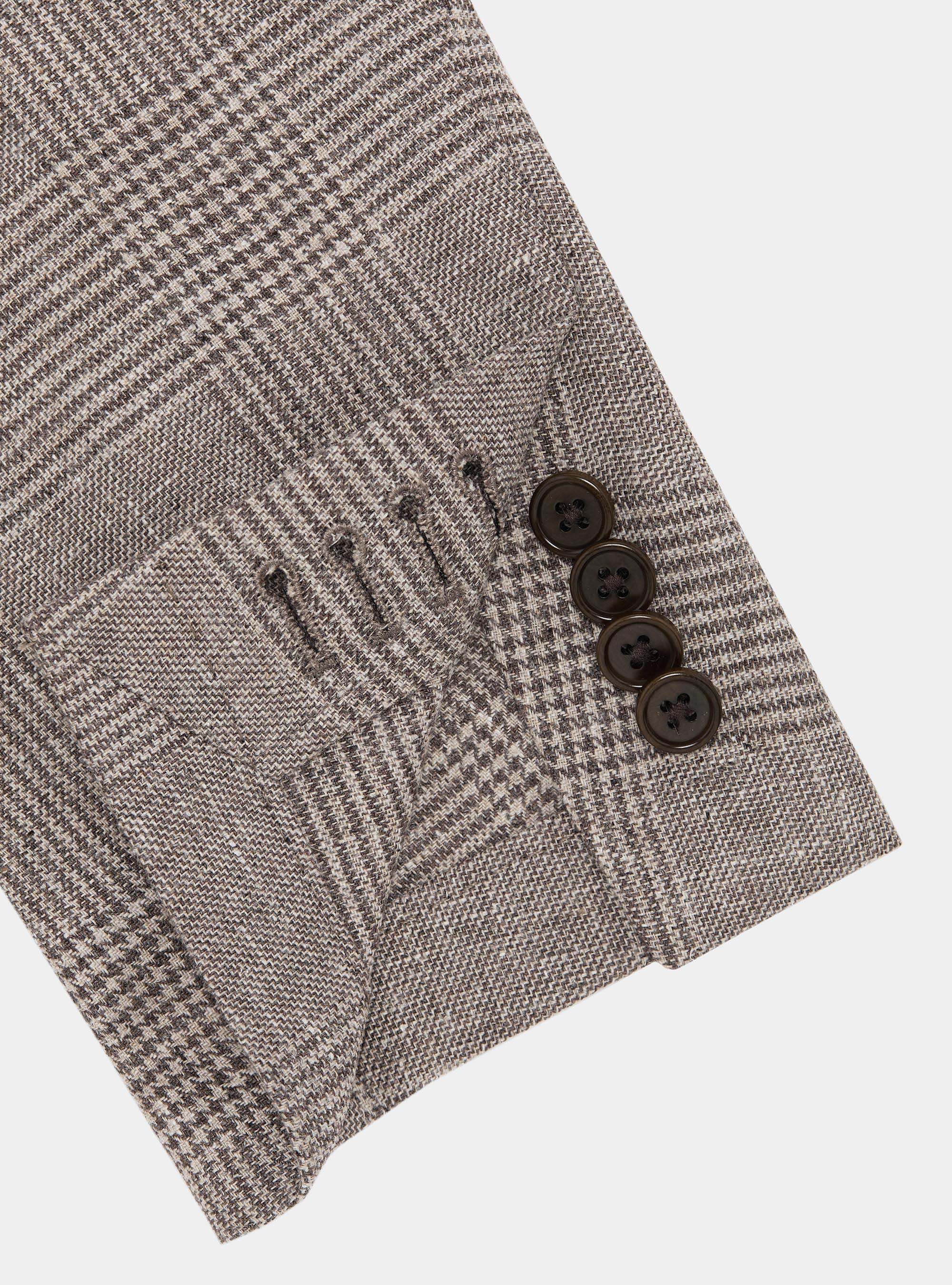 Prince of Wales blazer in linen and cotton, BROWN