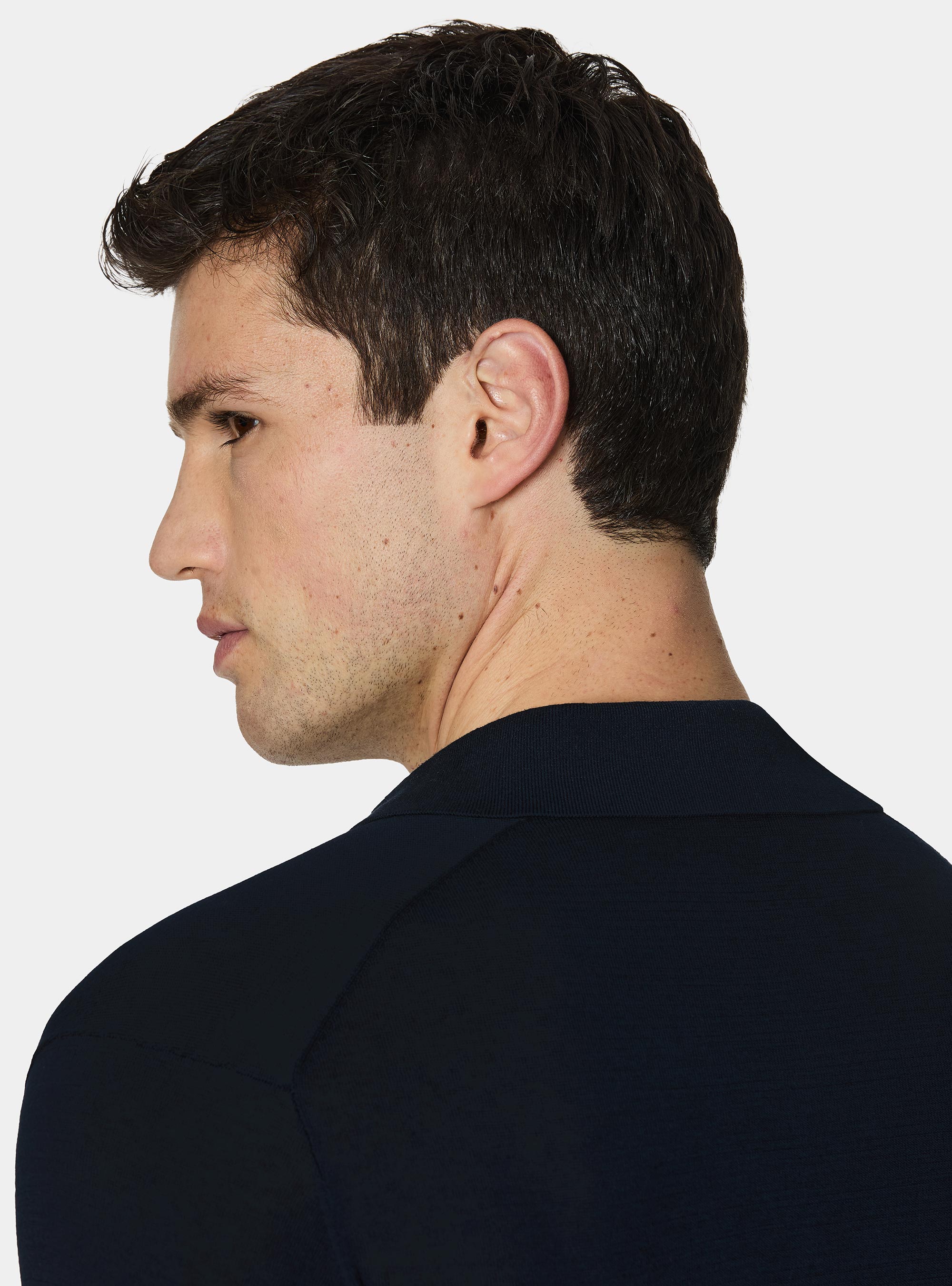 Poloshirt aus Baumwolle und Seide, NAVY 0218C