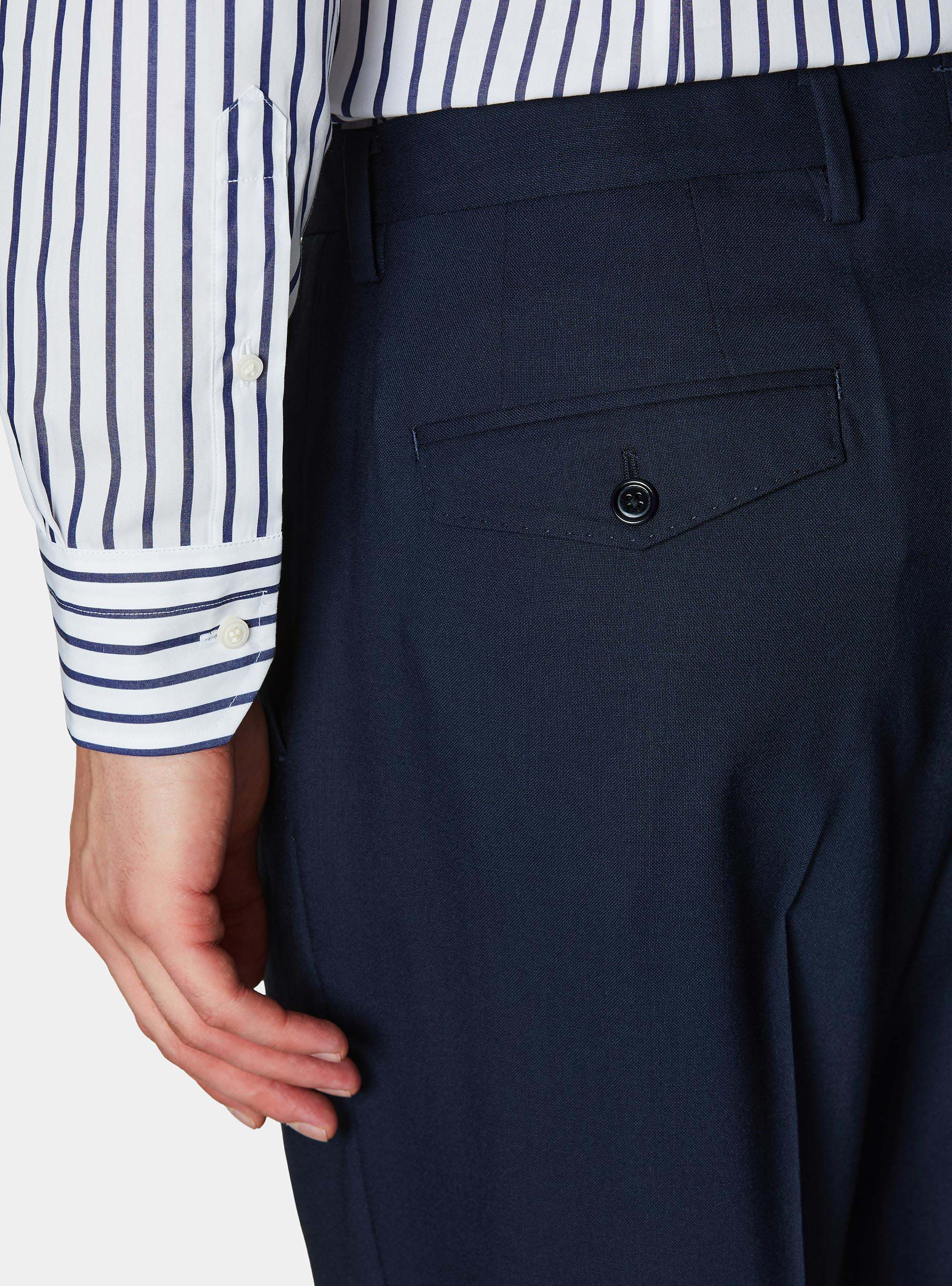 Vitale Barberis Canonico pure wool double pleat trousers, NAVY