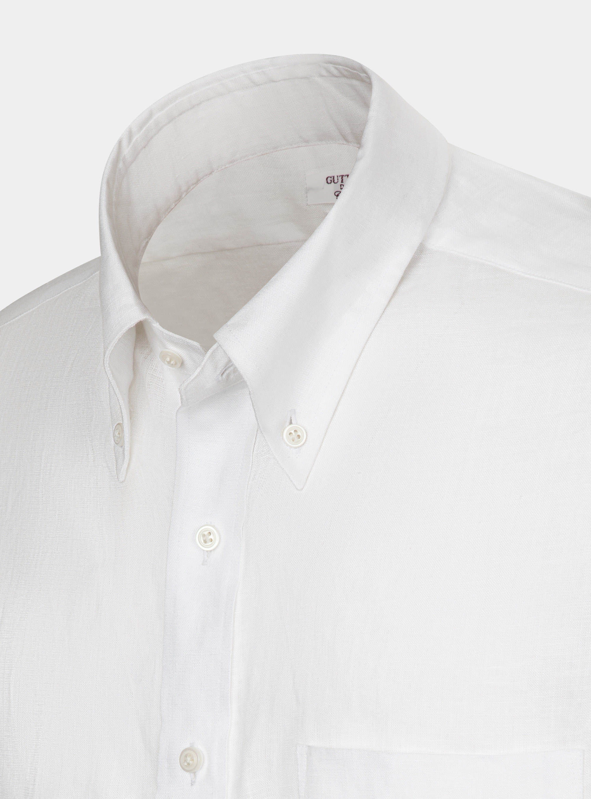 Classic fit comfortable shirt in pure linen with button-down collar, WHITE