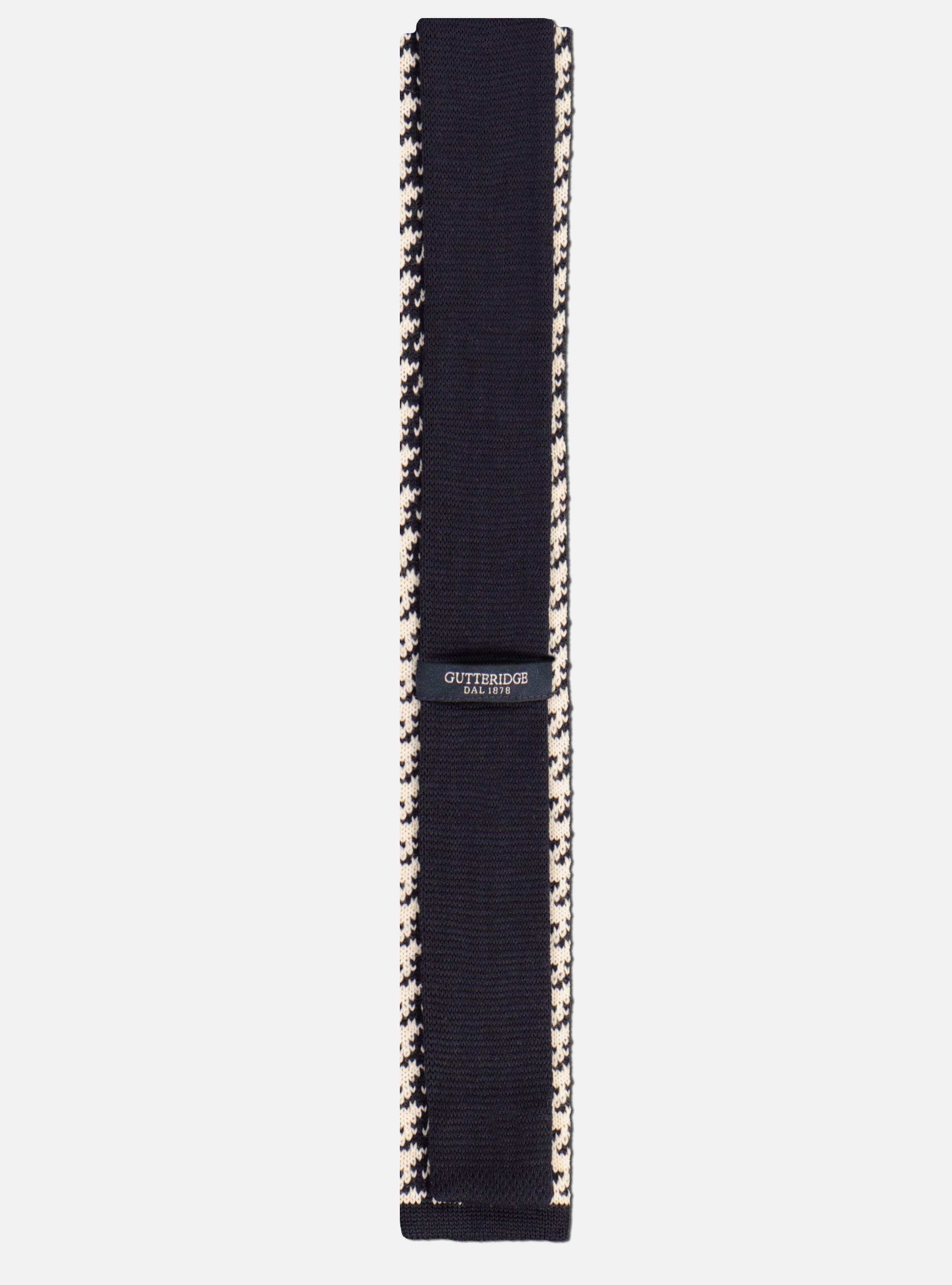 Pied de poule knitted wool tie, NAVY BLUE