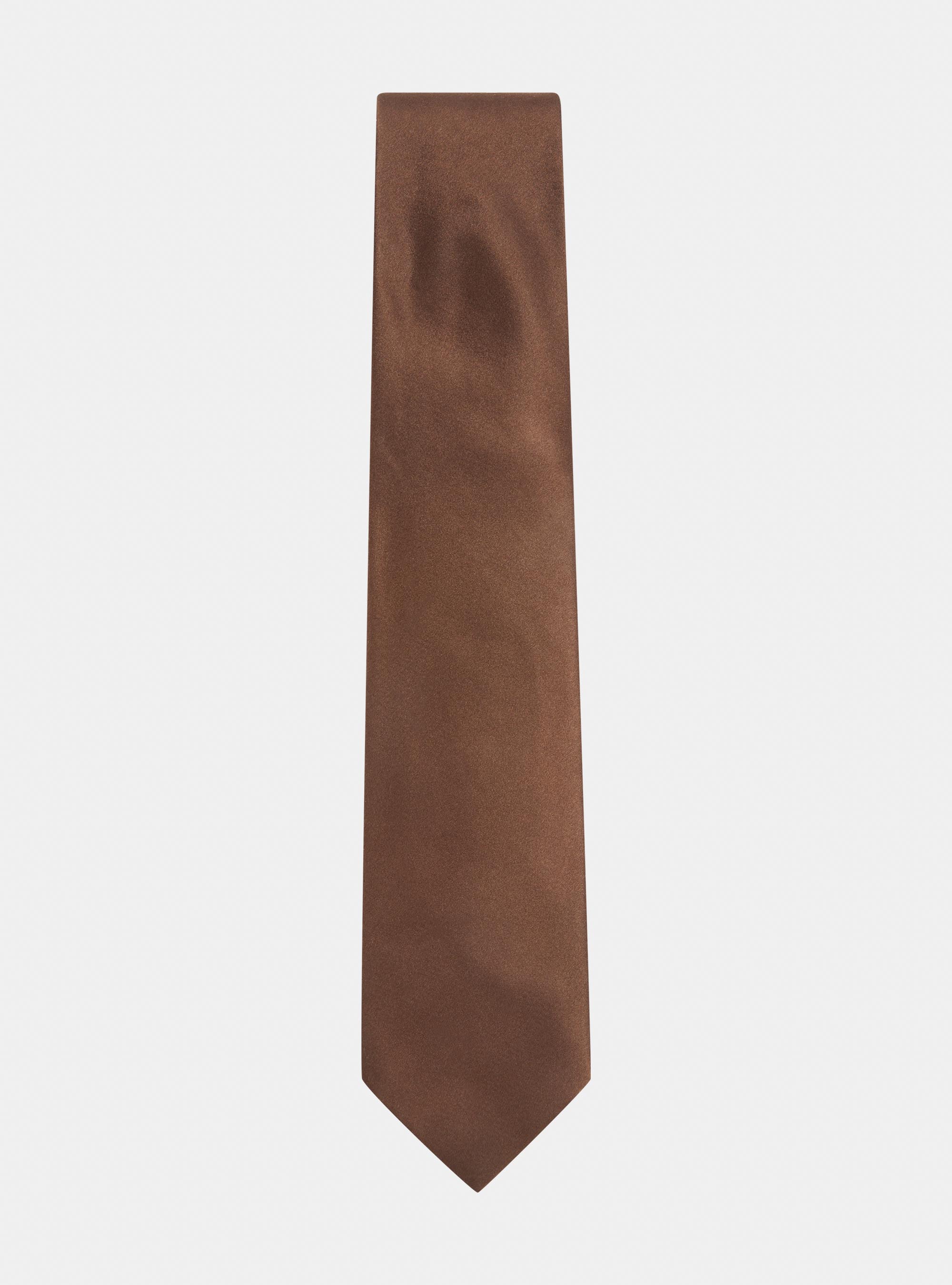 Cravate en soie de couleur unie, MARRON
