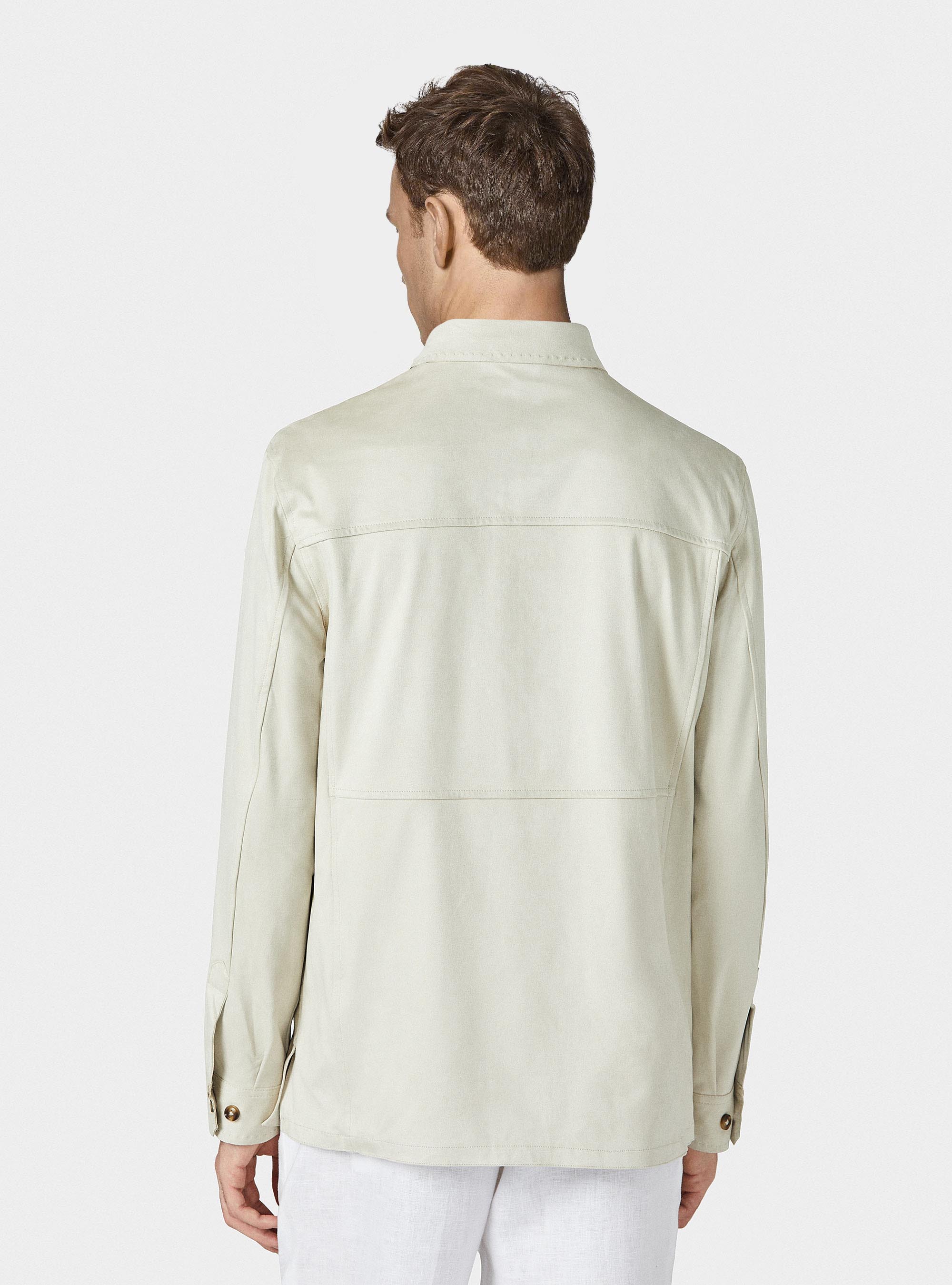 Giacca camicia effetto scamosciato, ECRU