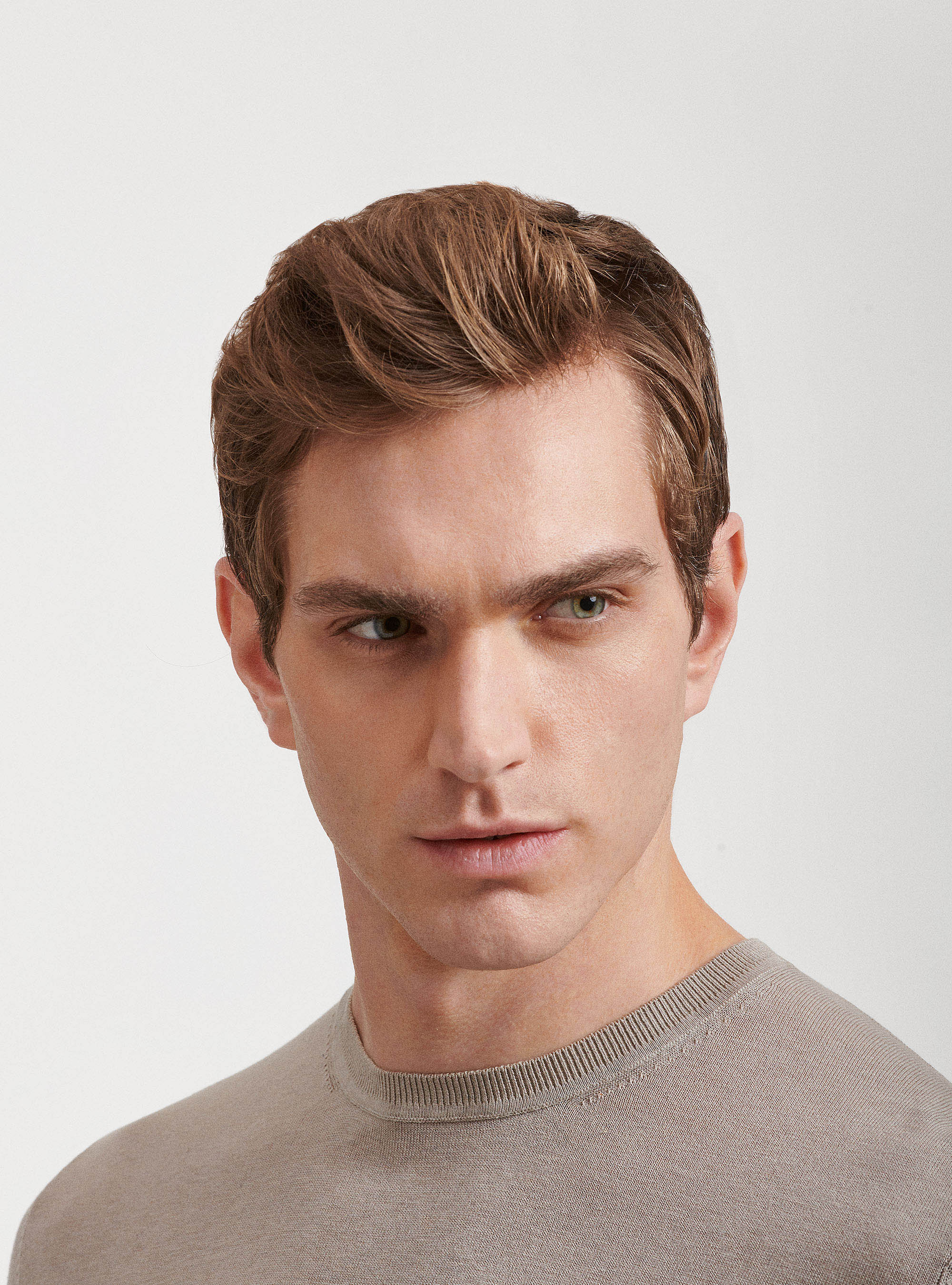 Silk and cotton crew-neck sweater, SAND