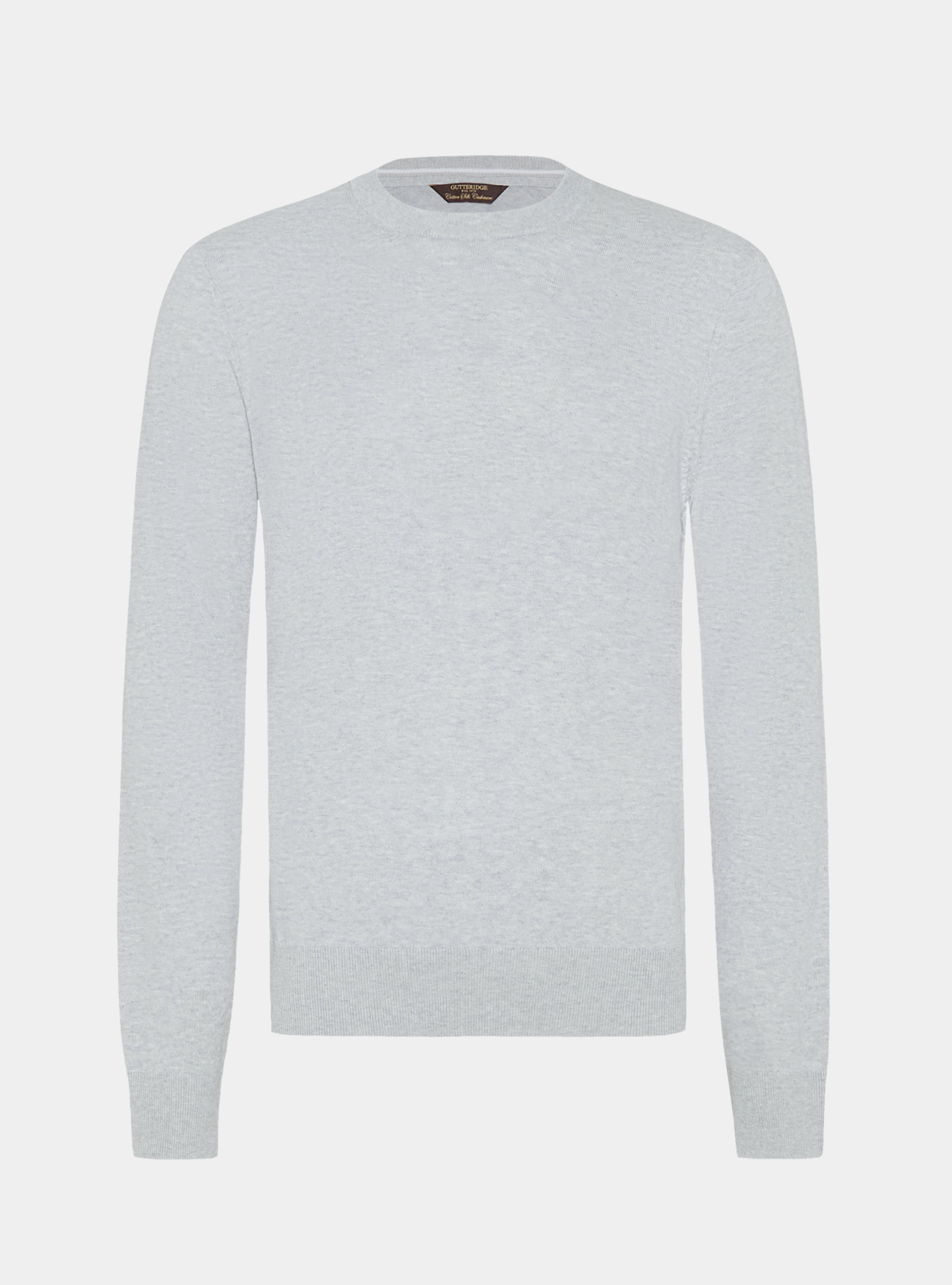 Crew-neck sweater in cotton silk and cashmere, GRIGIO MELANGE 0151C
