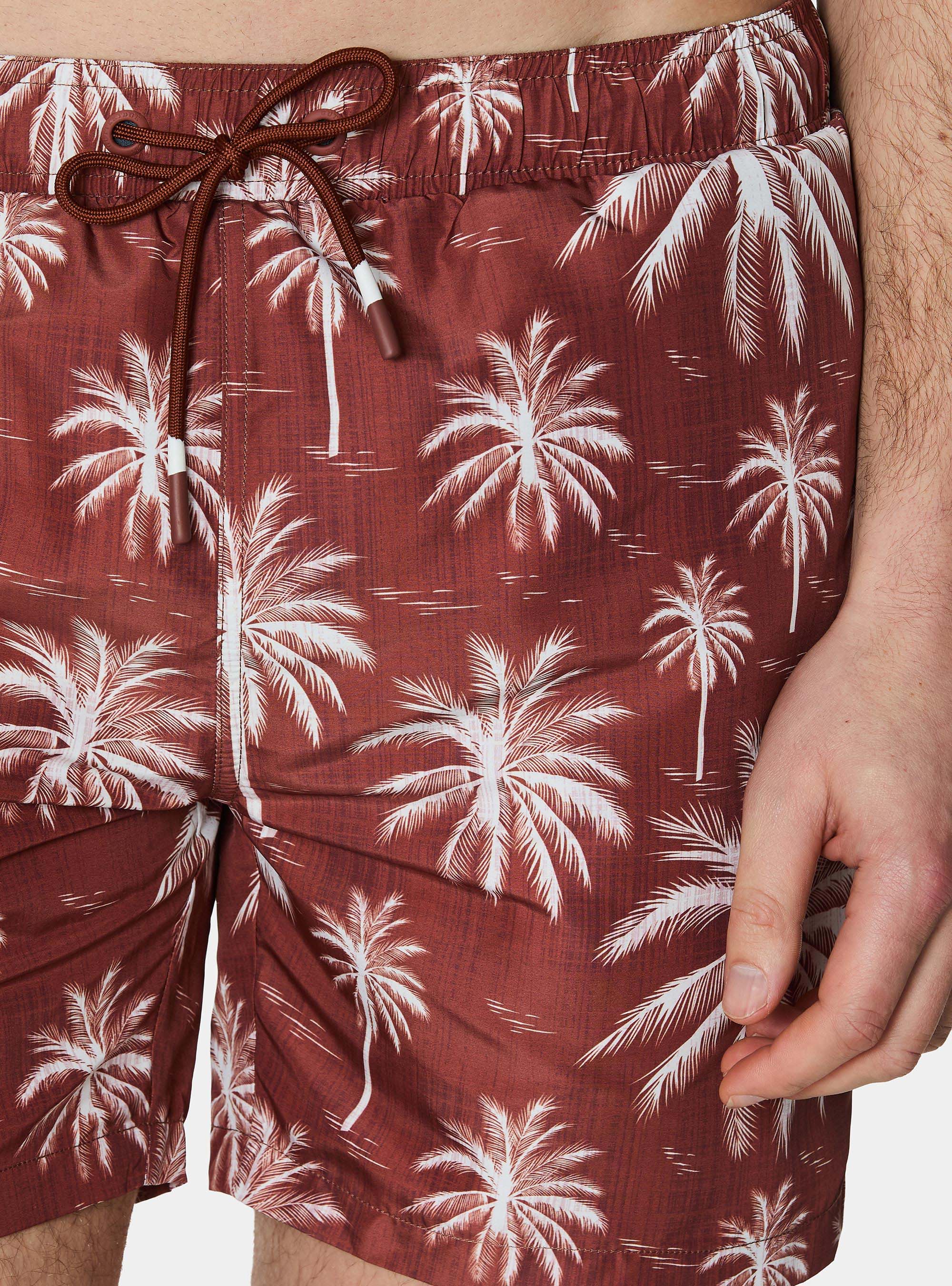 Palm print swimwear, TERRACOTTA