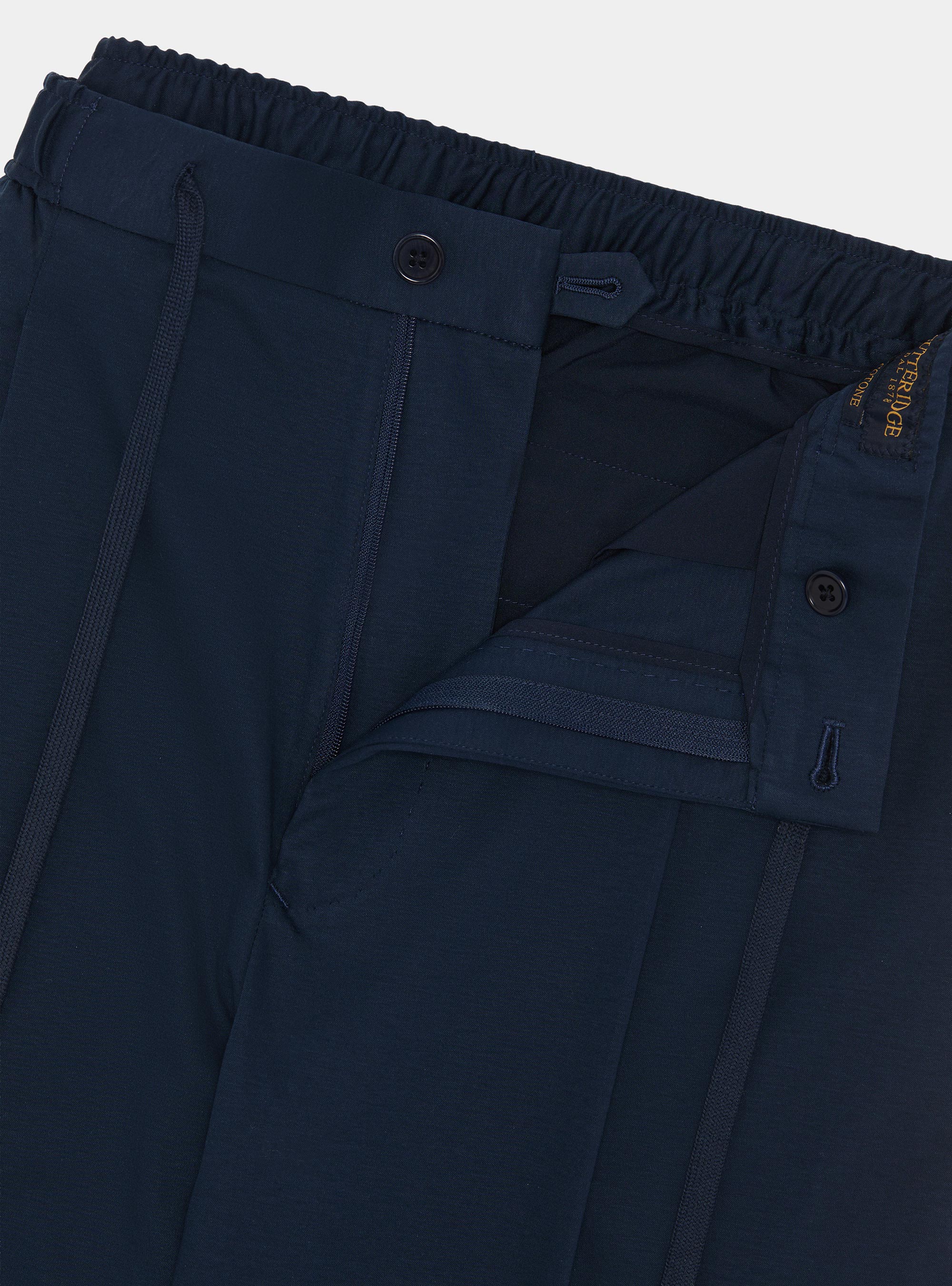 Technical cotton jersey drawstring trousers, NAVY BLUE