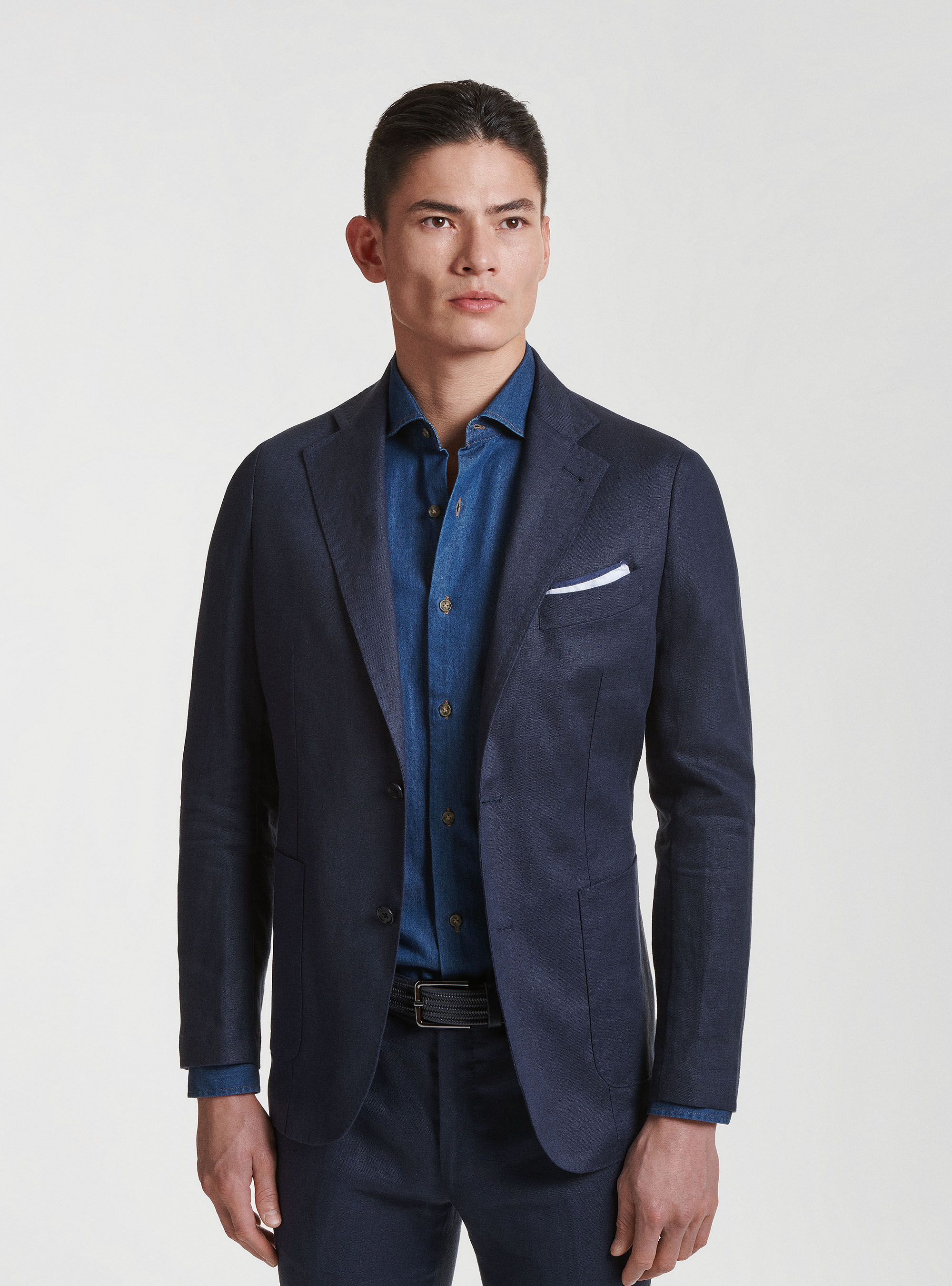 Giacca per abito in puro lino, BLU NAVY