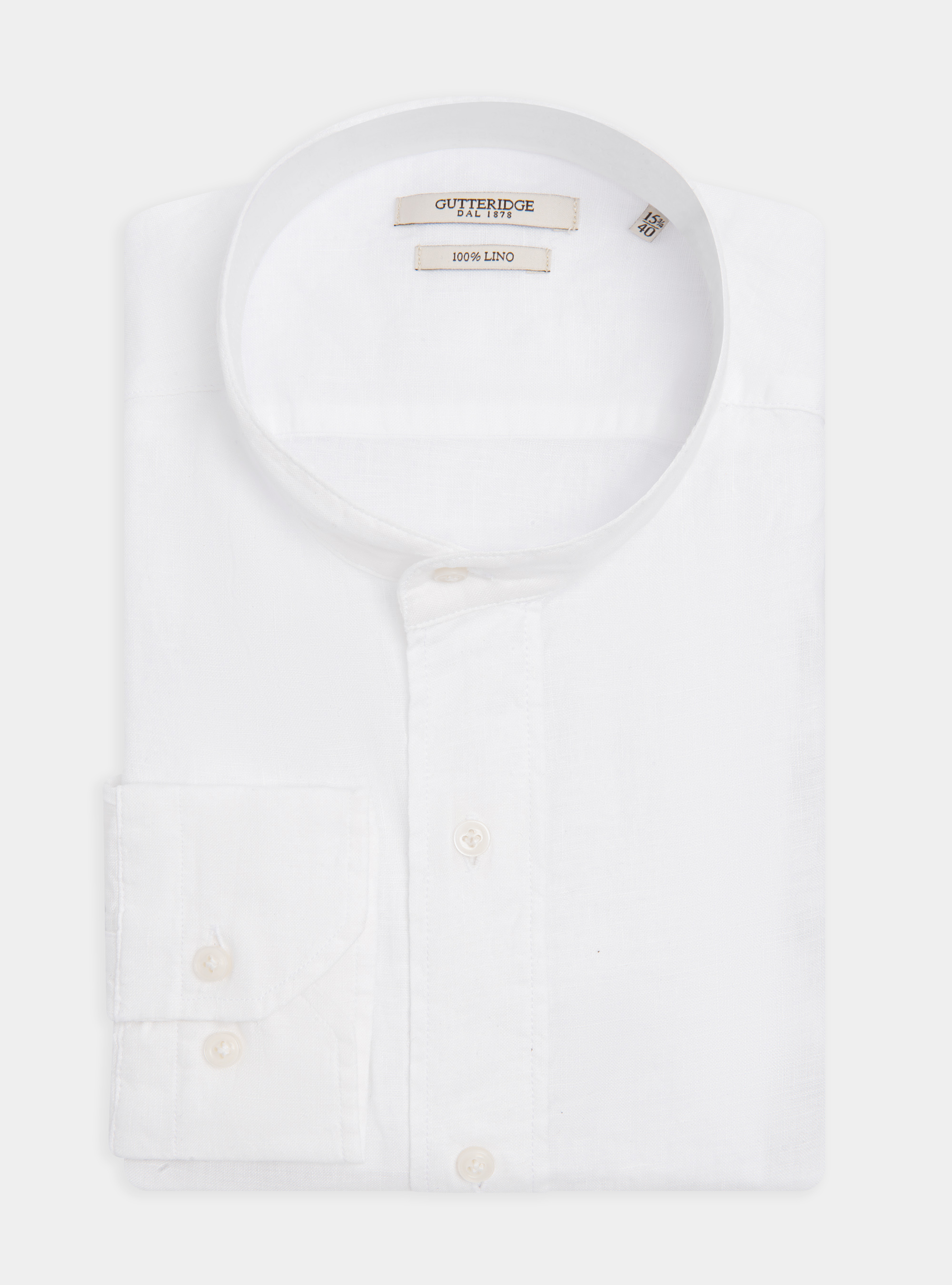 Korean collar shirt 100% linen, WHITE