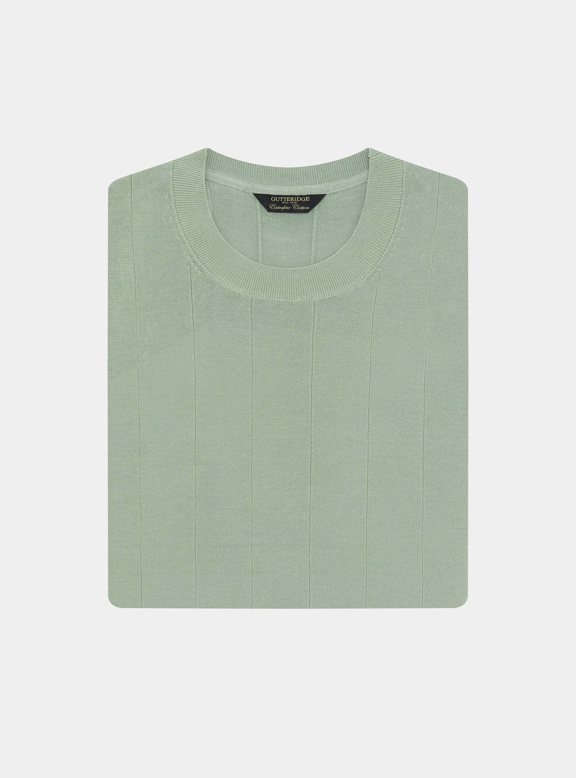 Pure cotton flat-ribbed sweater, SALVIA 0602C
