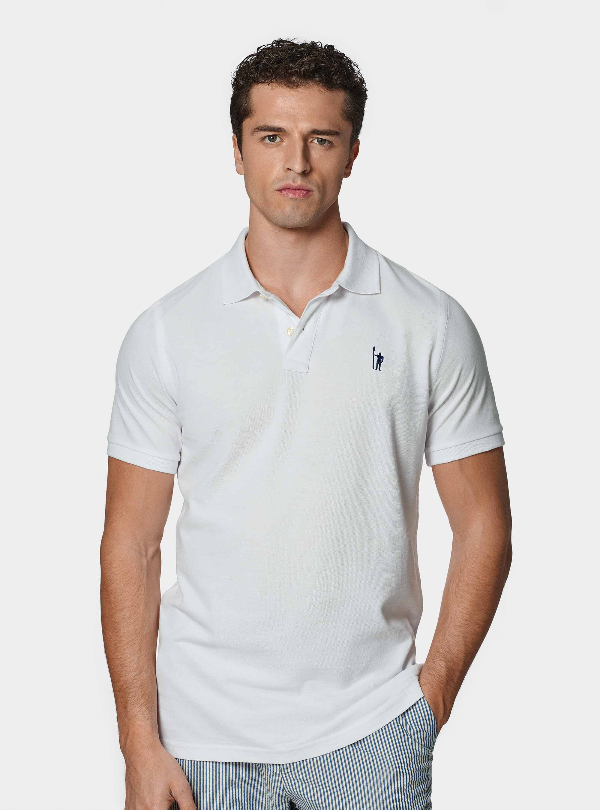 Polo classique en piqu&eacute;, BLANC
