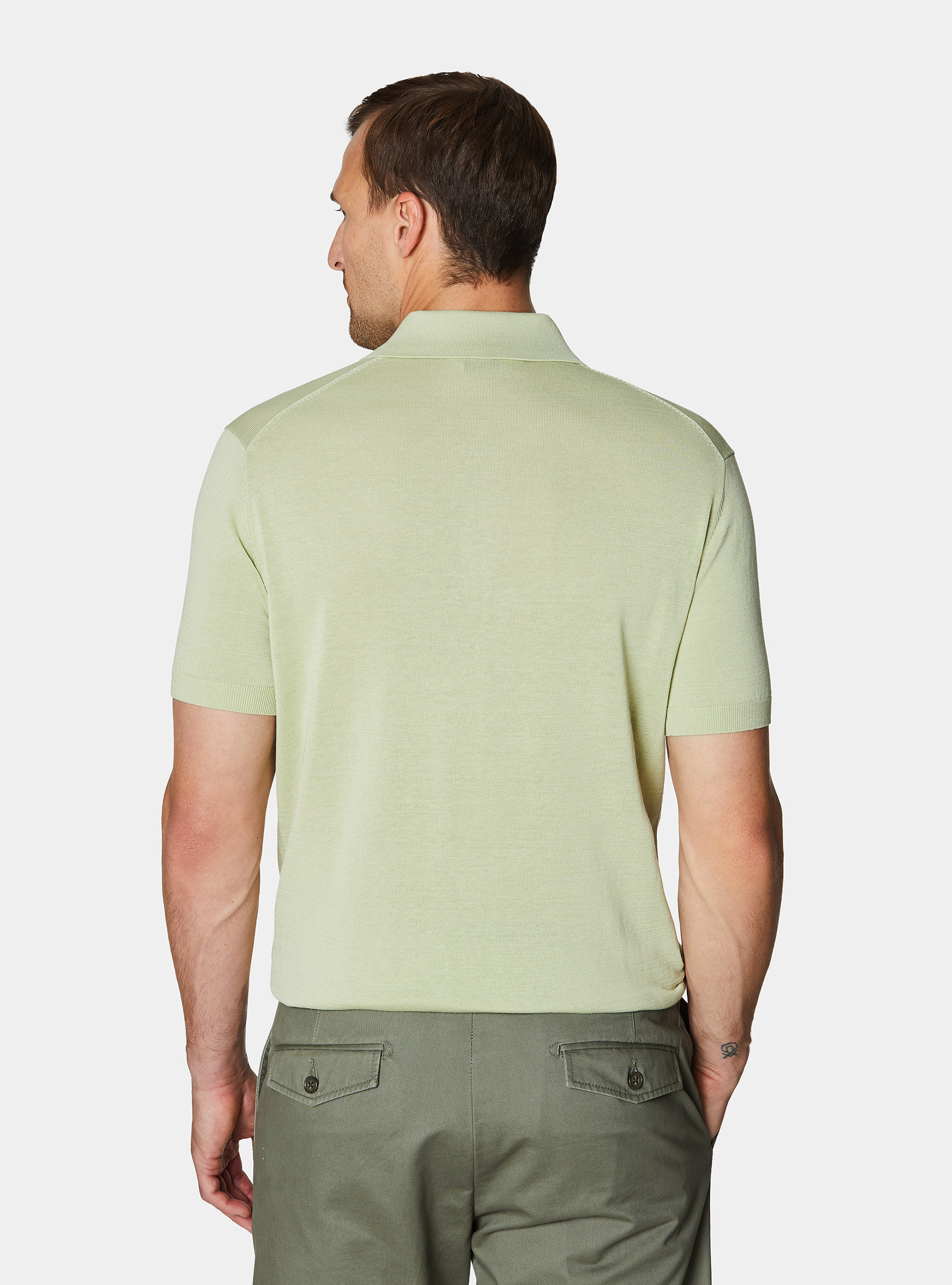 Polo de algod&oacute;n y seda, 0620C VERDE CHIARO