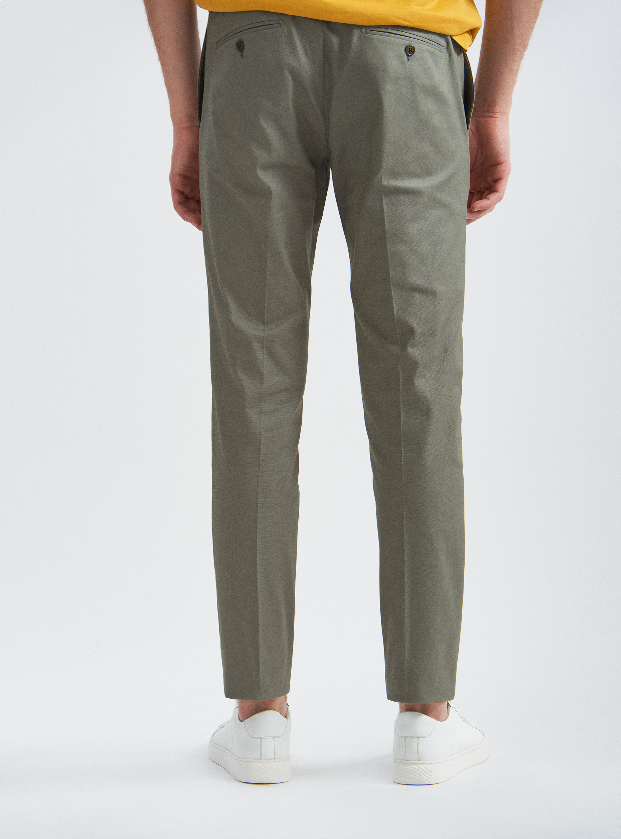 Armoured stretch cotton suit trousers, SALVIA 0602C