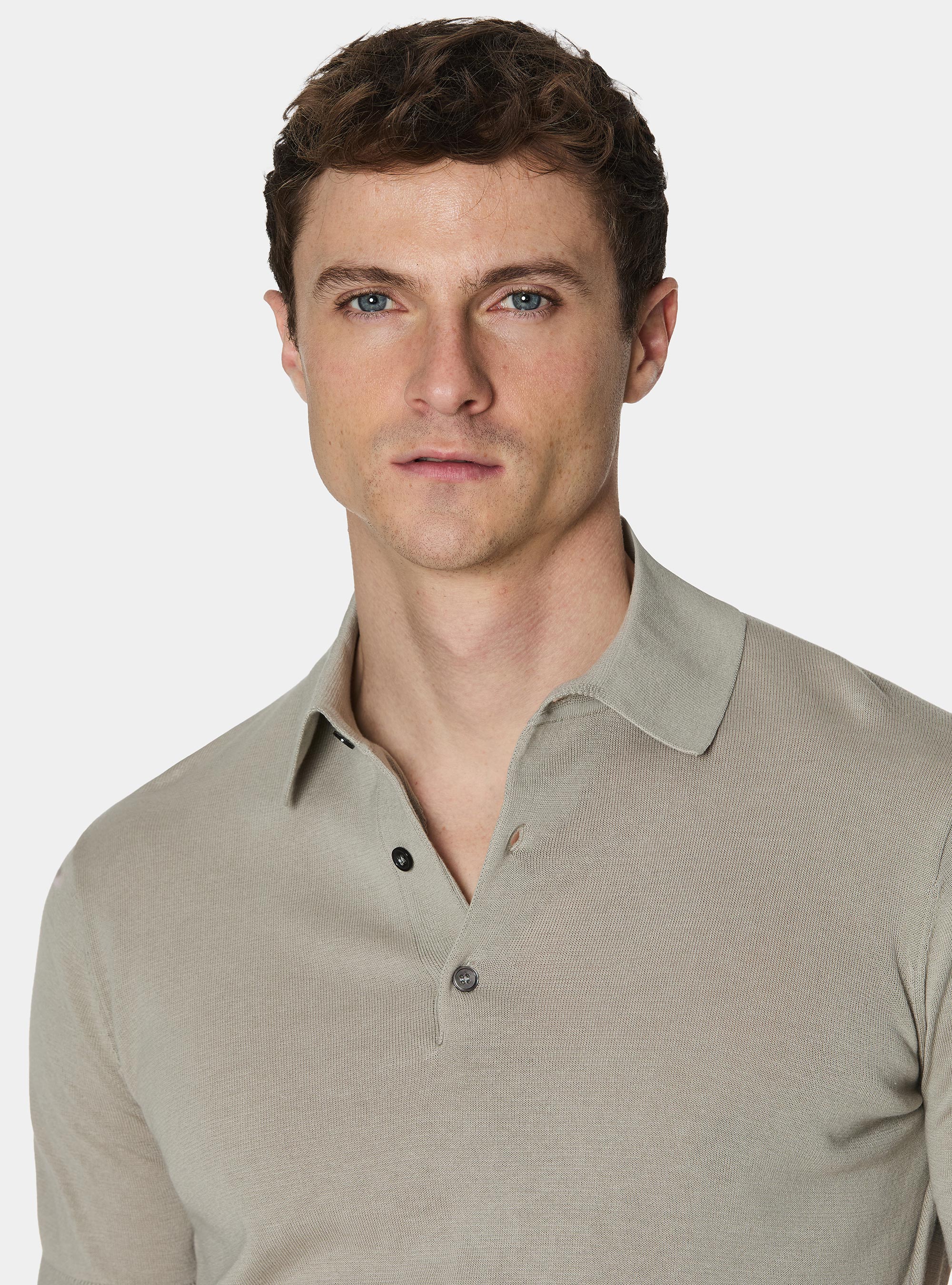 Poloshirt aus extrafeinem Baumwollstrick, SABBIA 0561C