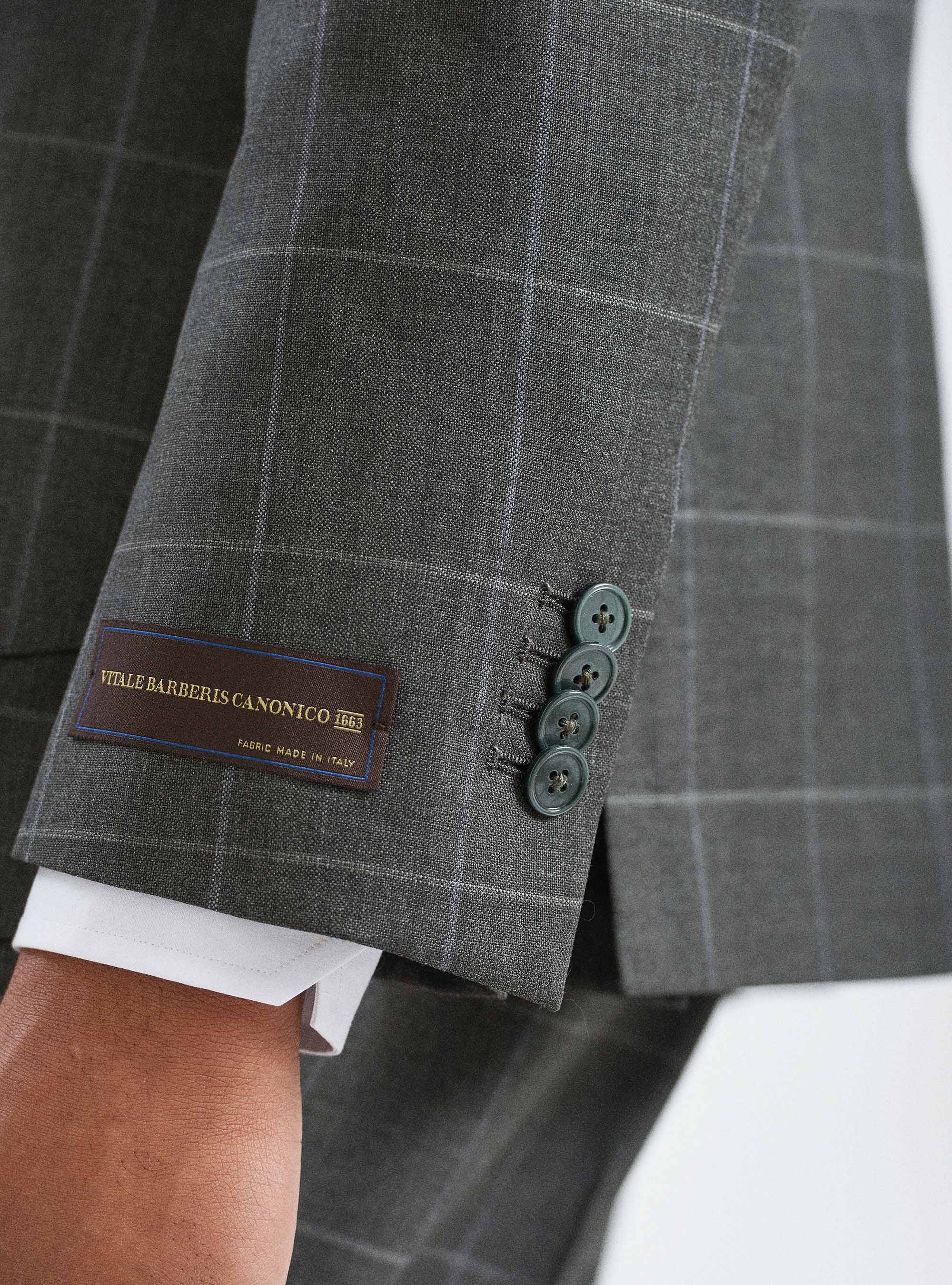 Checked suit blazer in pure wool fabric Vitale Barberis Canonico, GREEN