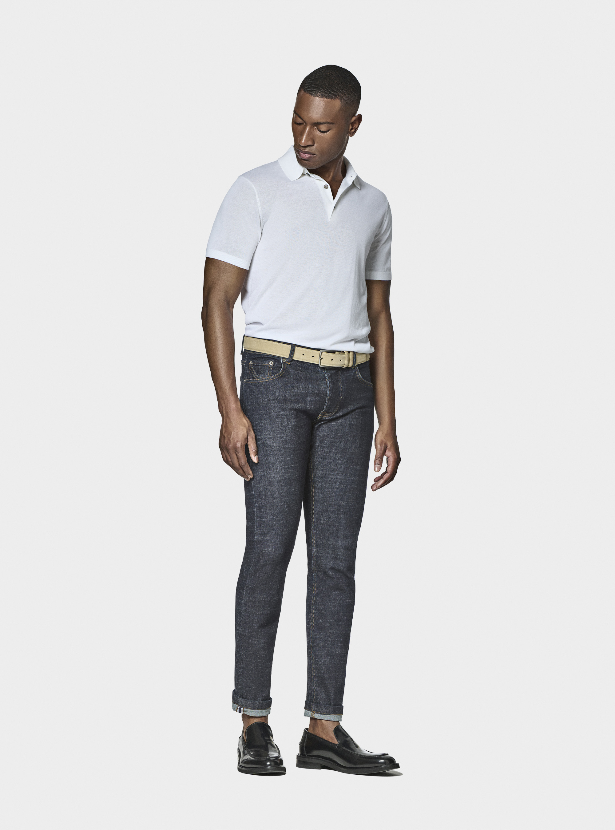 Cotton and silk polo shirt, WHITE