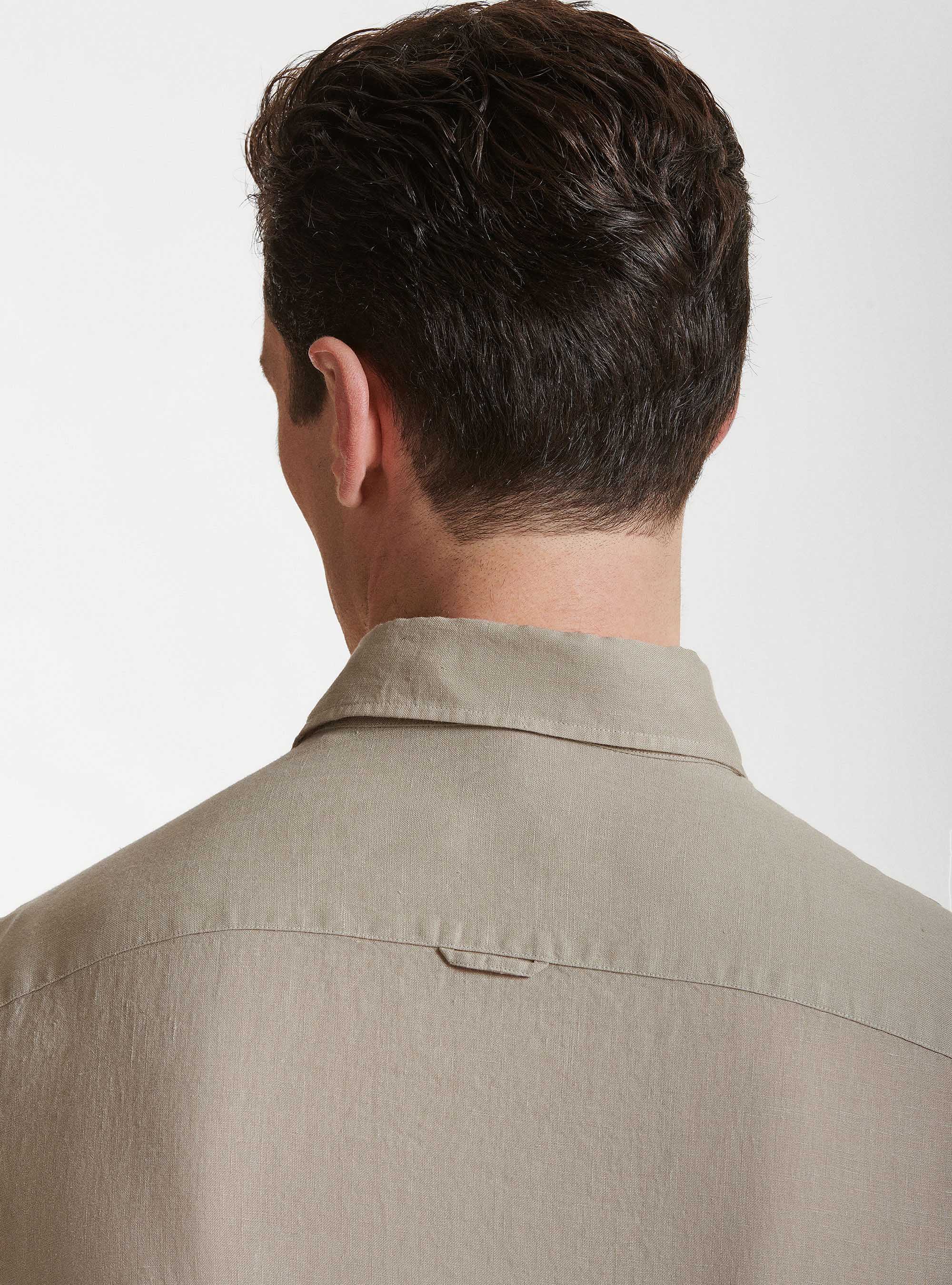 Camicia collo semi francese in puro lino, SABBIA
