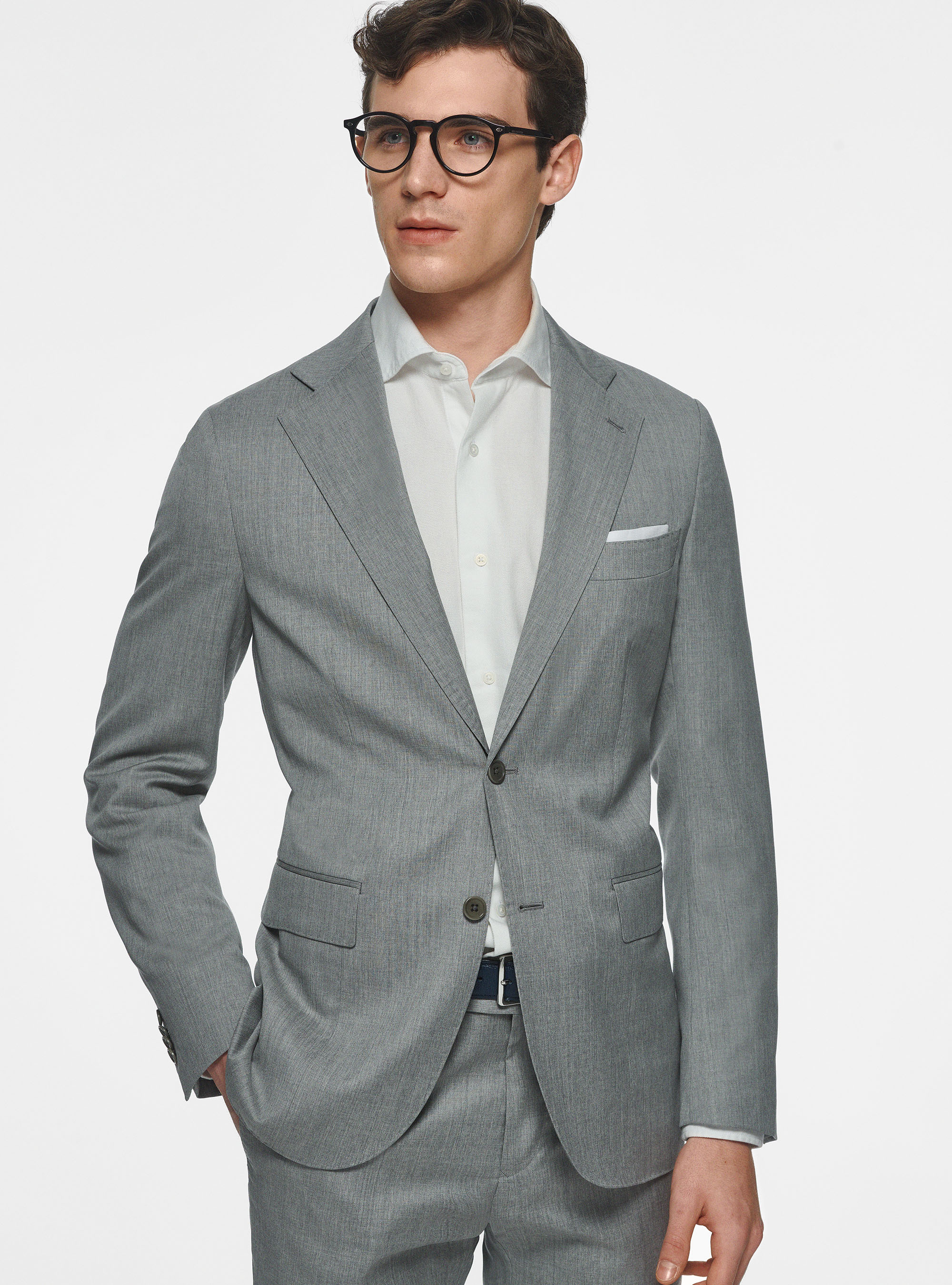 Pure 110's superfine wool blazer, LIGHT GREY MELANGE