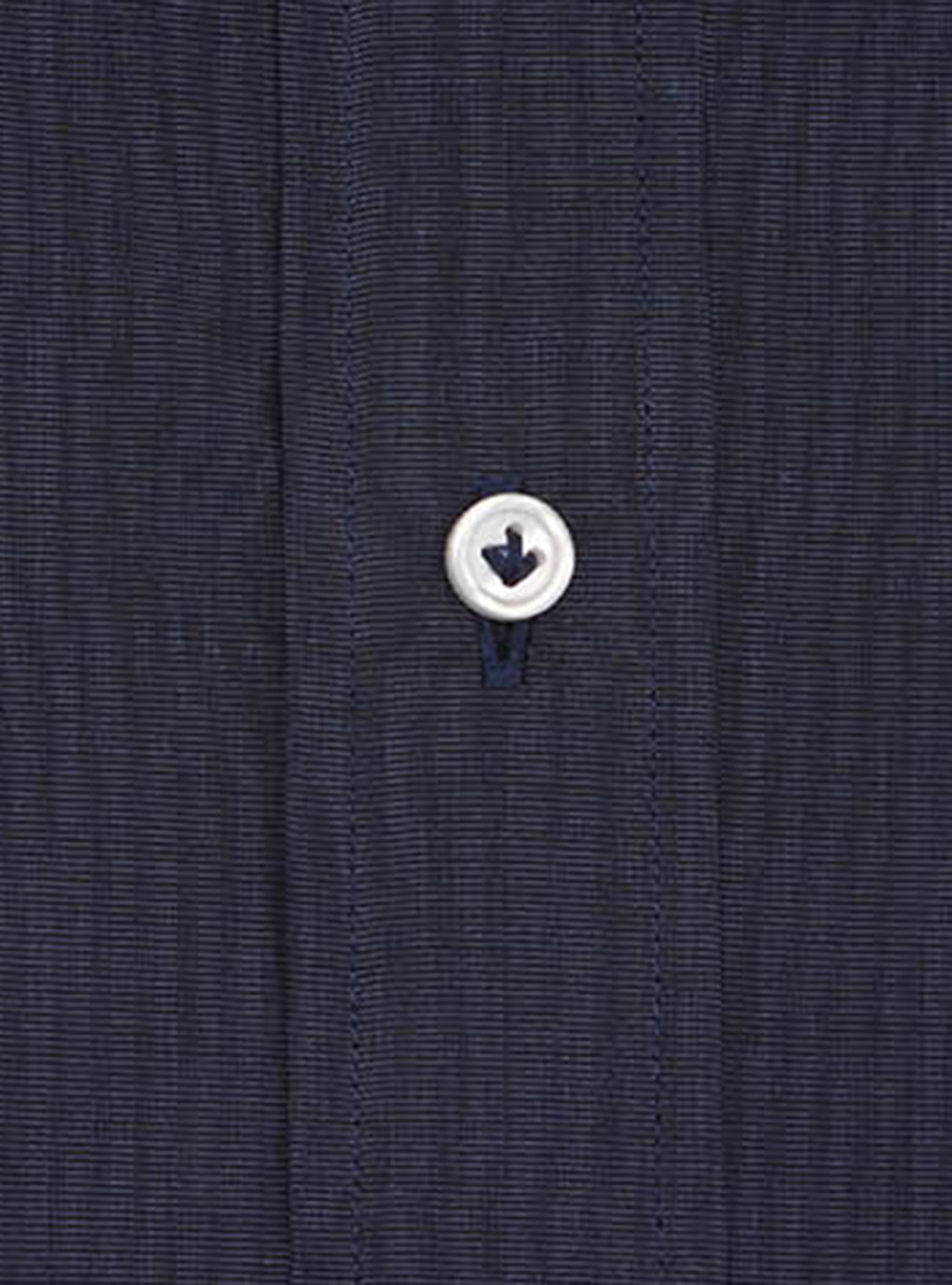 Chemise &agrave; col fran&ccedil;ais en coton fil &agrave; fil, BLEU MARINE