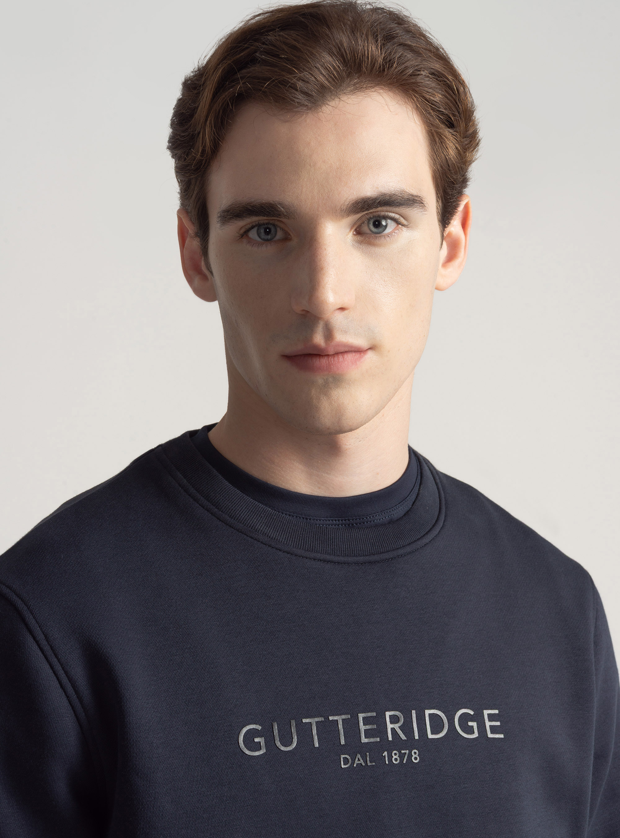 Crew-neck sweatshirt with logo, NAVY BLUE