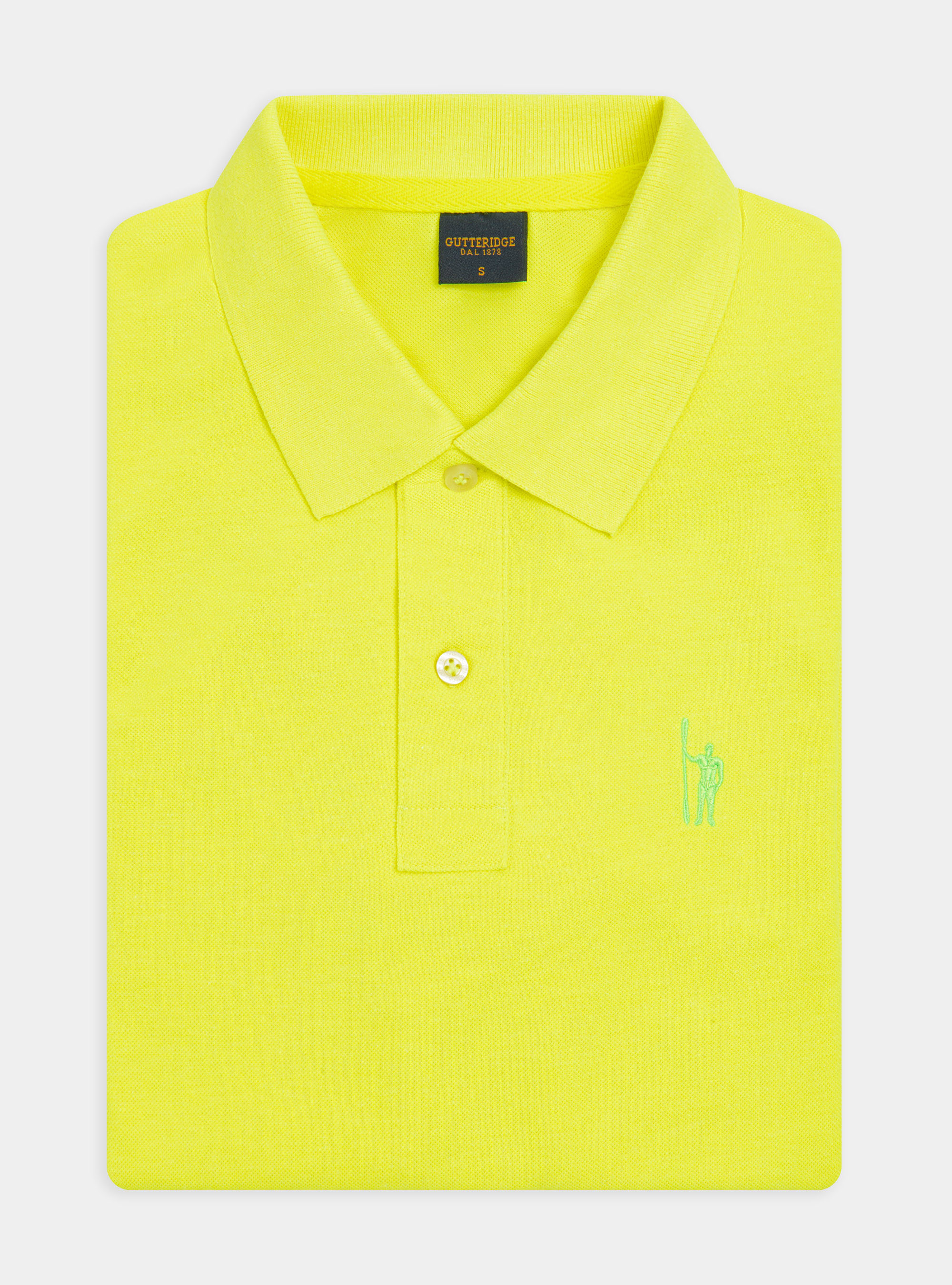Polo fluorescente in piquet con ricamo, 0751C GIALLO FLUO