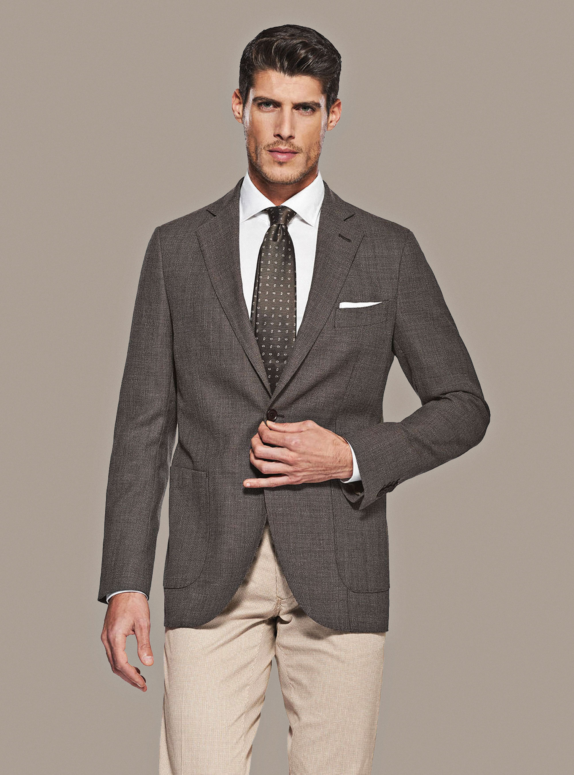 Micro-textured pure wool blazer, NOCCIOLA 0509C