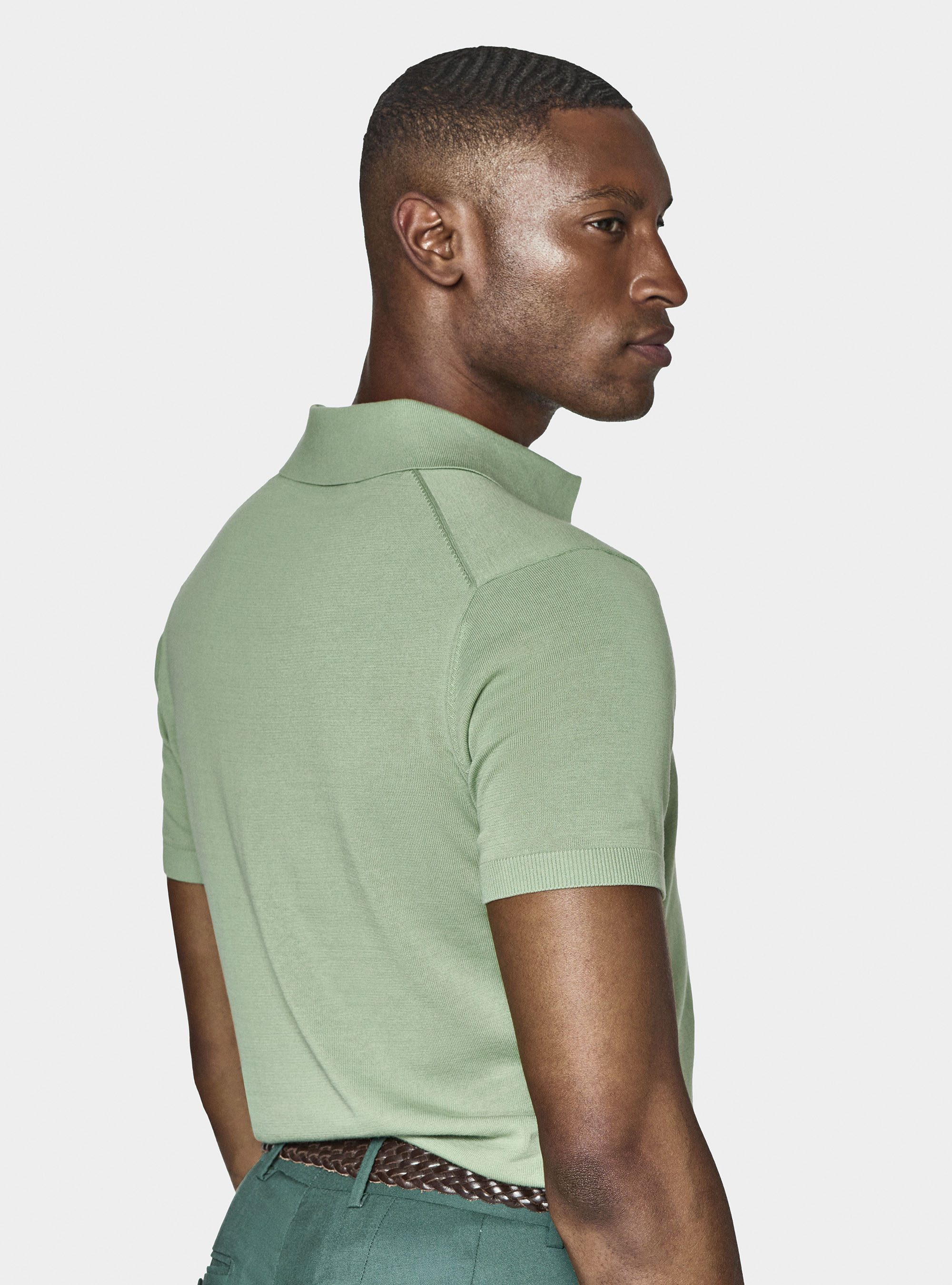 Extra-fine cotton knit polo shirt, SALVIA 0602C