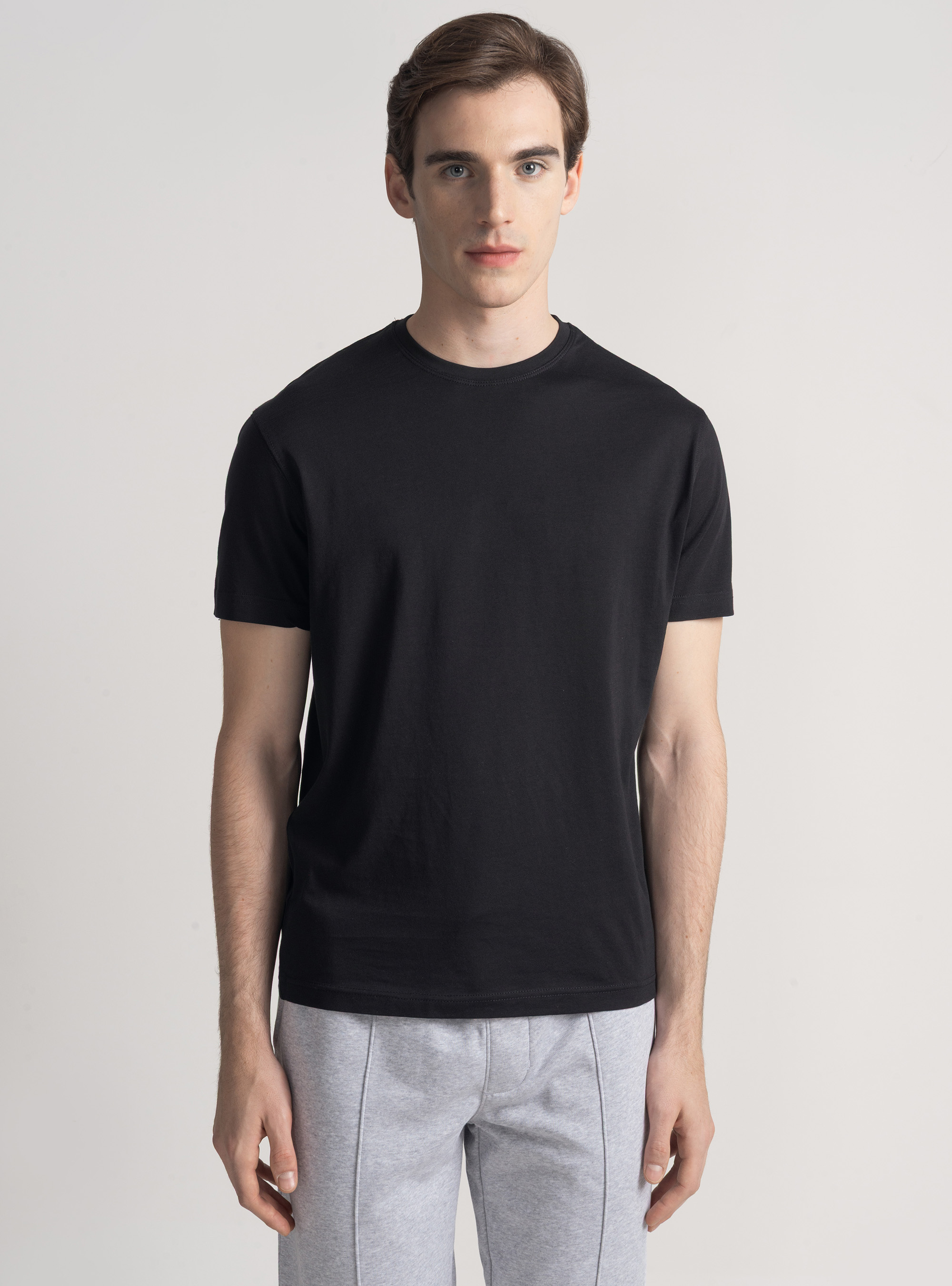 Camiseta de media manga de algod&oacute;n Supima, NEGRO