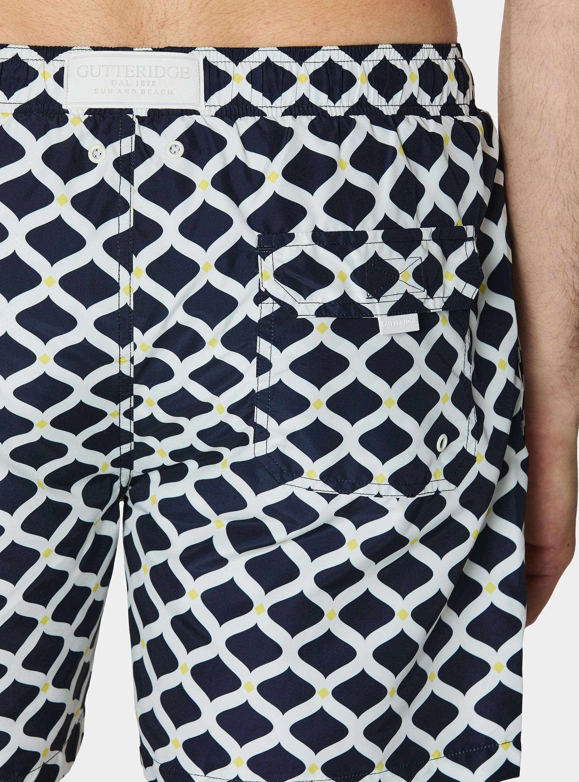 Maillot de bain &agrave; imprim&eacute; g&eacute;om&eacute;trique, BLEU MARINE
