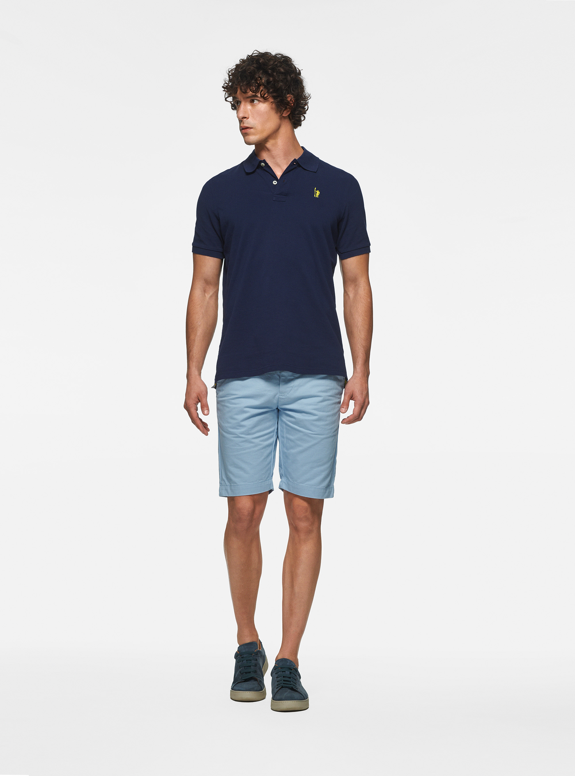 Piqu&eacute; polo shirt with embroidery, BLUE