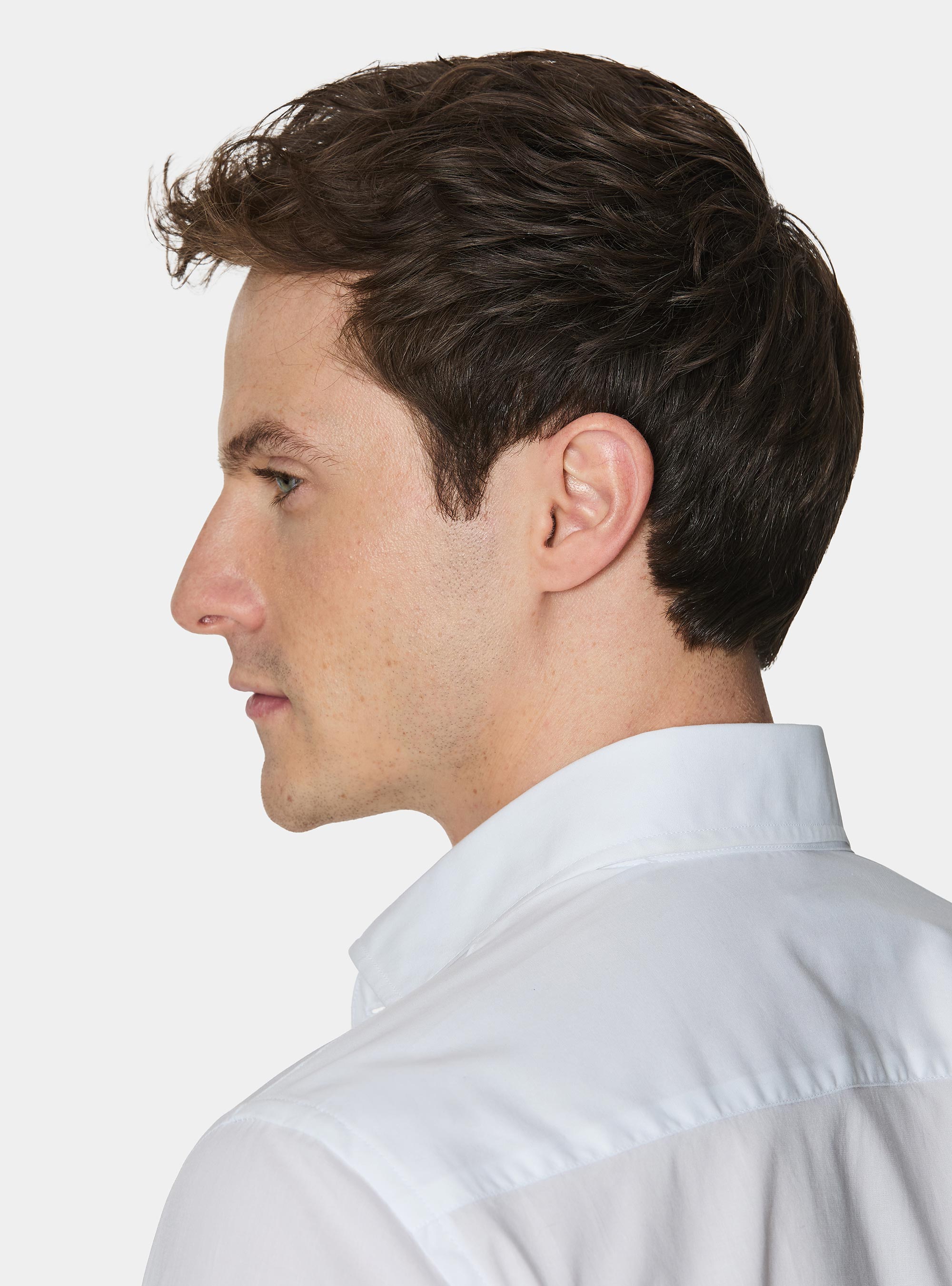 Camisa de popel&iacute;n de algod&oacute;n el&aacute;stico, BLANCO